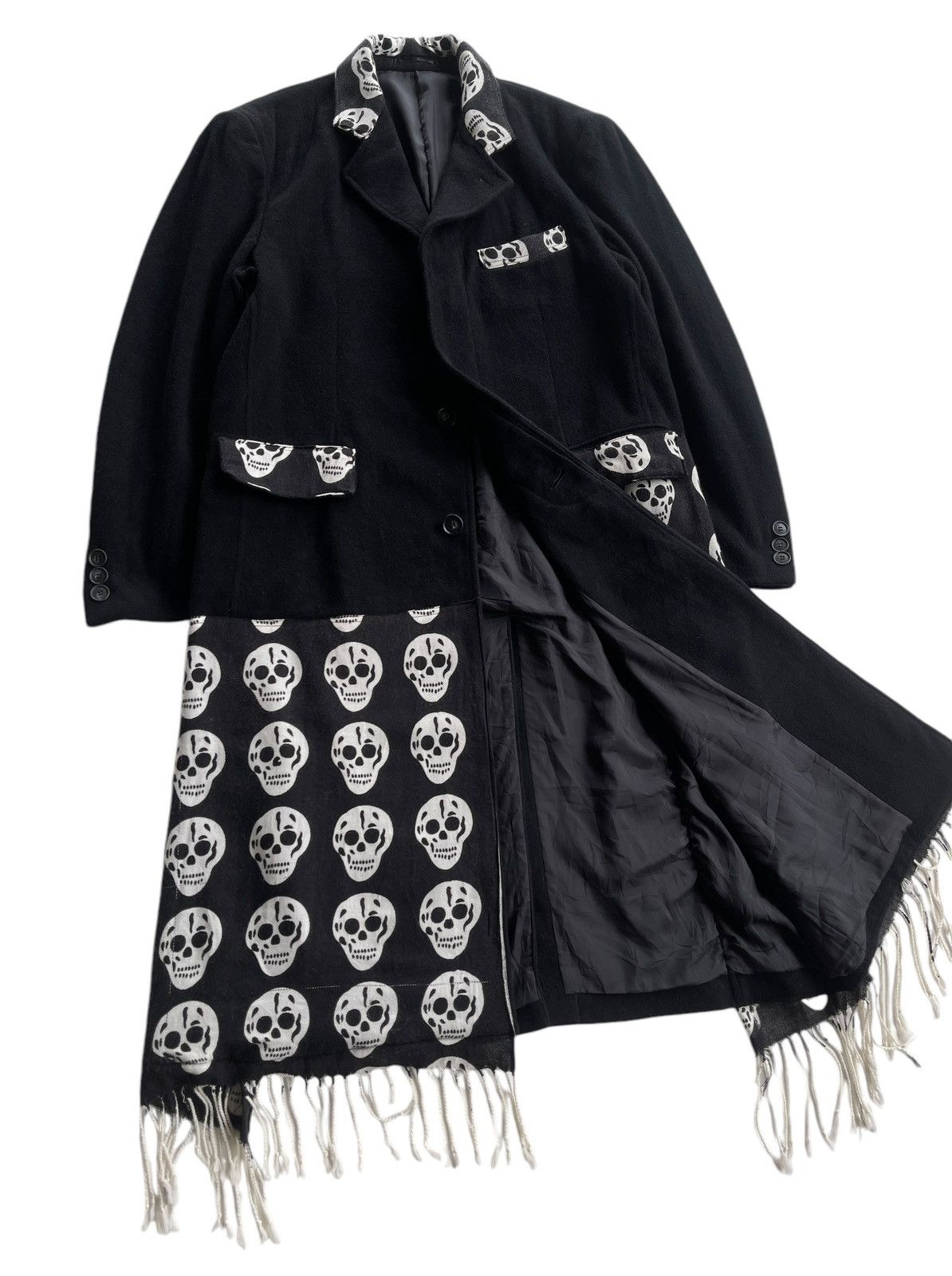 Japanese Brand Nicole St Gilles Skulls Patchwork Overcoat Size US L / EU 52-54 / 3 - 3 Thumbnail