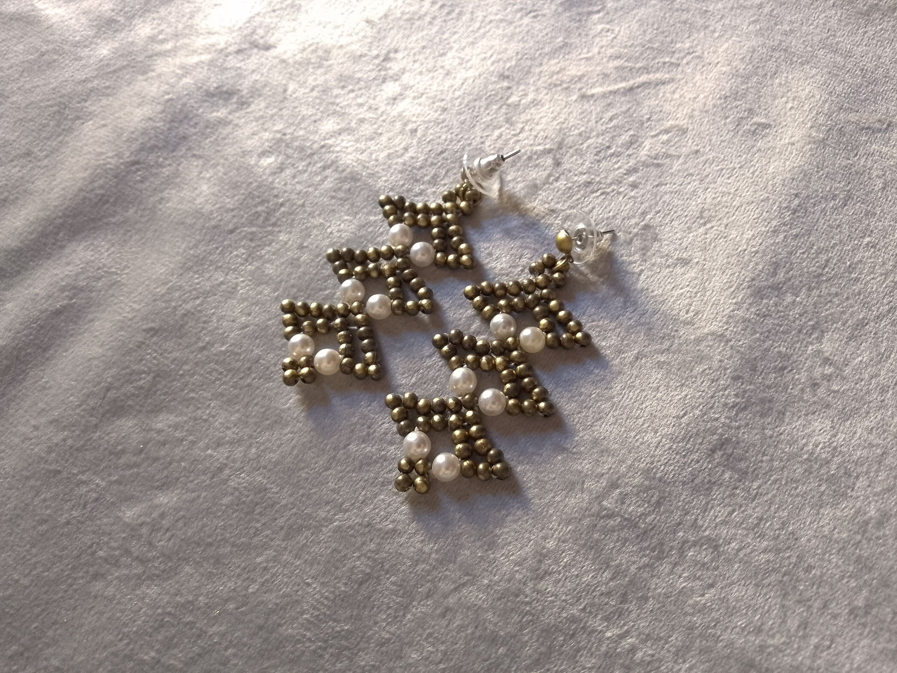 Handmade Necklace Antique Brass Vintage Style Pearls Pendant Earrings Size ONE SIZE - 2 Thumbnail