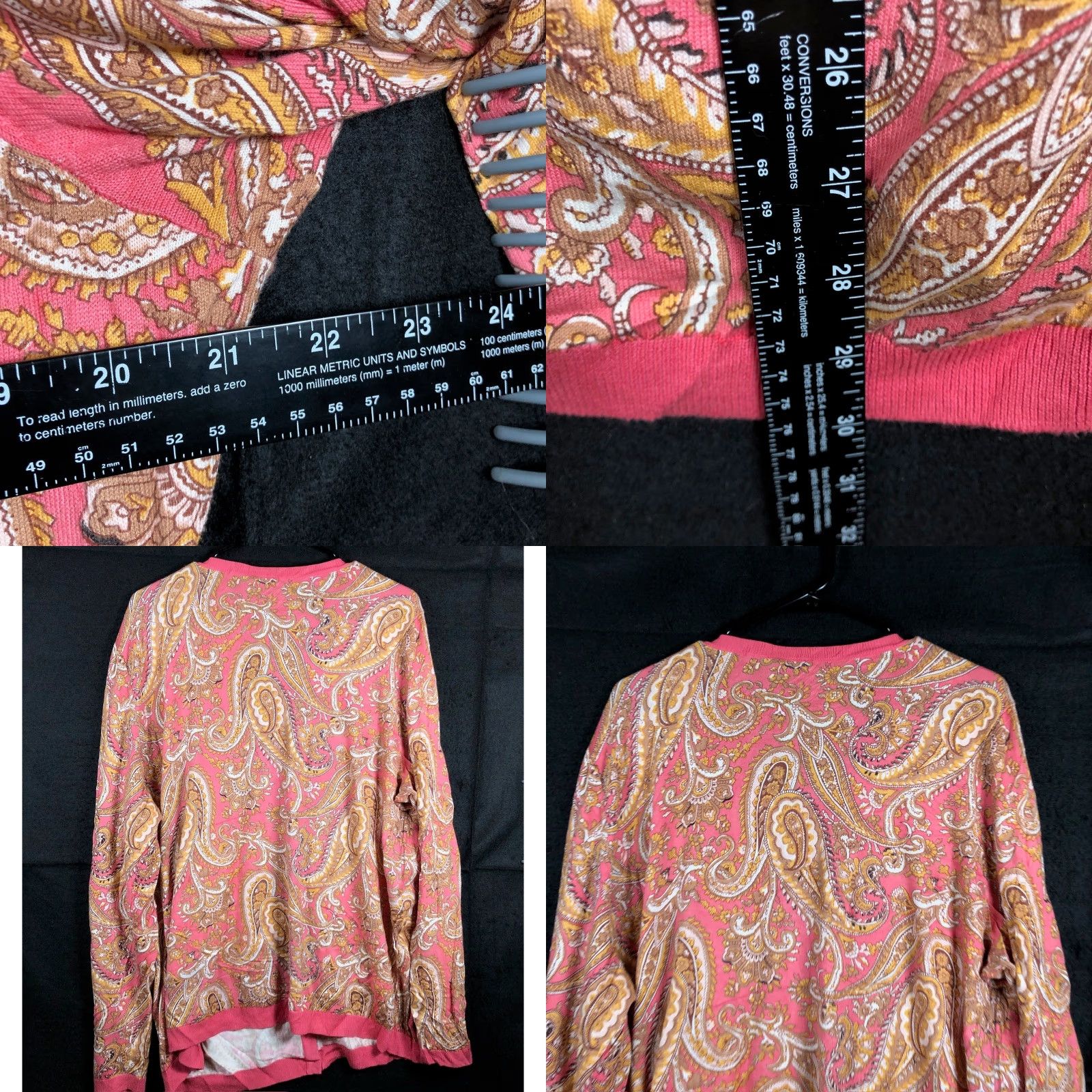 Talbots Talbots Womens Cardigan Pink Gold Paisley Button Front Knit Cotton 2X Cardigan Womens Plus Size Knit Sweater Size XXL / US 16-18 / IT 52-54 - 8 Thumbnail
