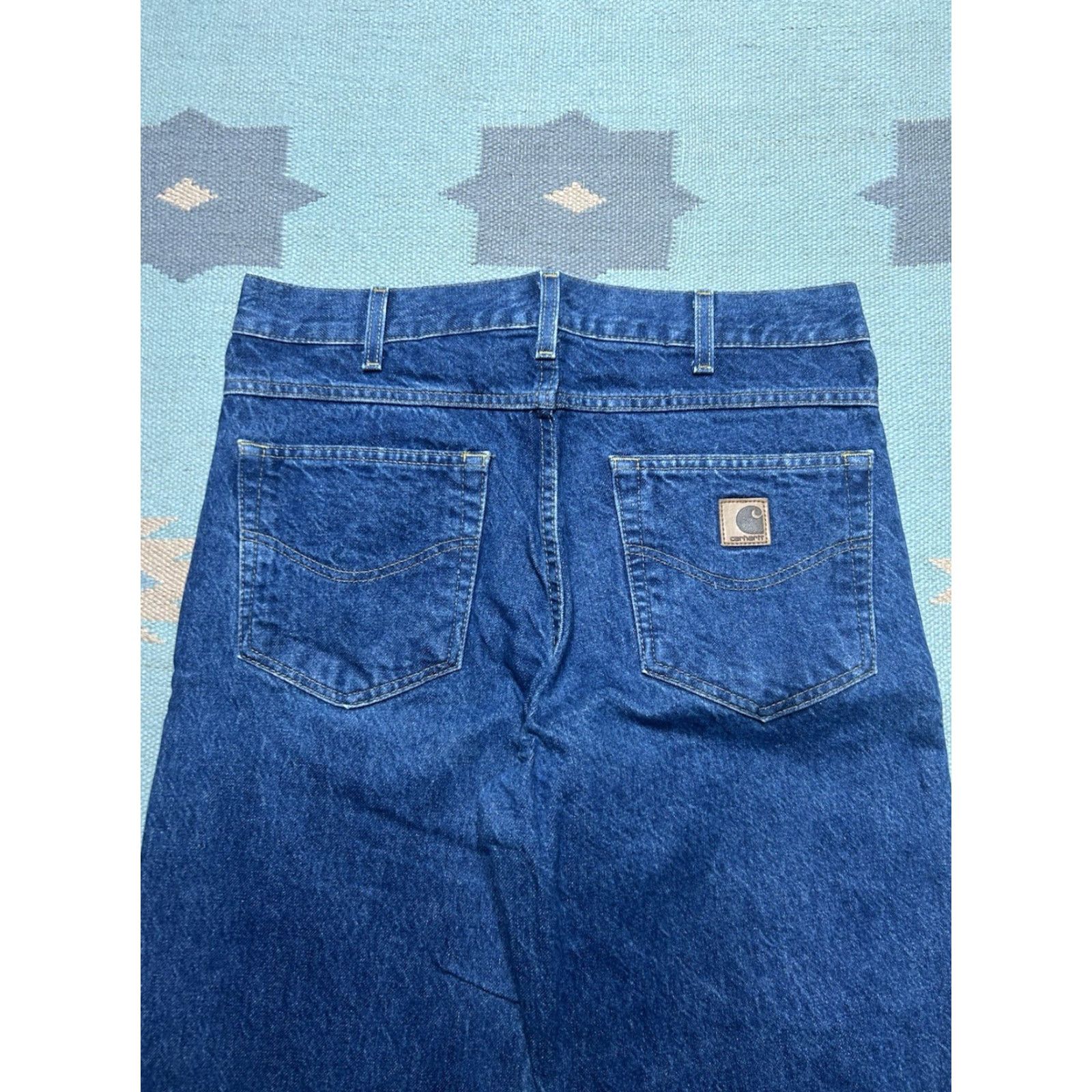 Carhartt VINTAGE Carhartt Jeans Denim Relaxed 33x33 Men Blue Jeans B17 DST Dark Workwear 33 Mens Size US 33 - 7 Thumbnail