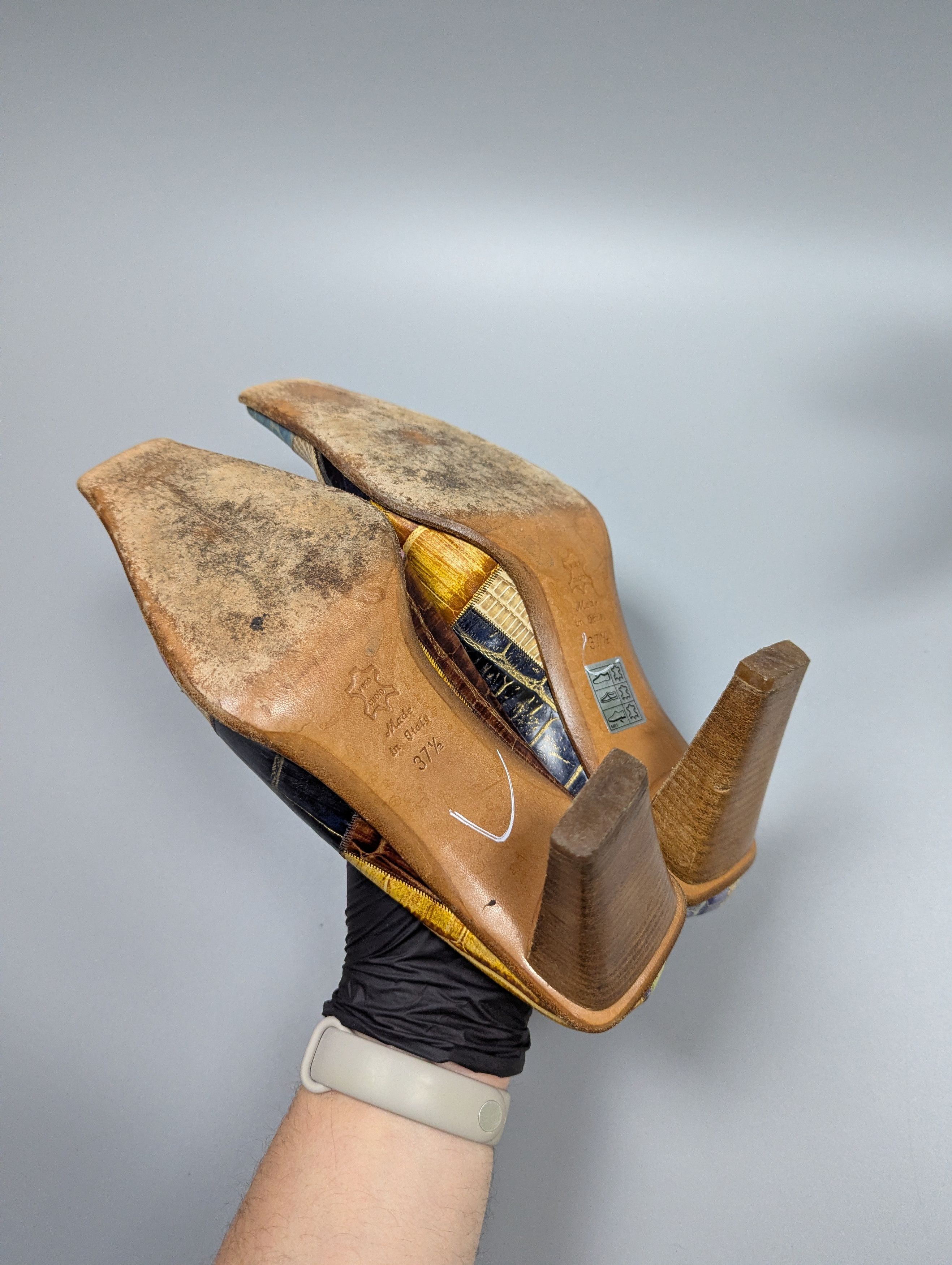 Vintage Rare VTG Y2K Gianmarco Lorenzi Crocodile Leather Mules Heels Size US 7.5 / IT 37.5 - 9 Thumbnail