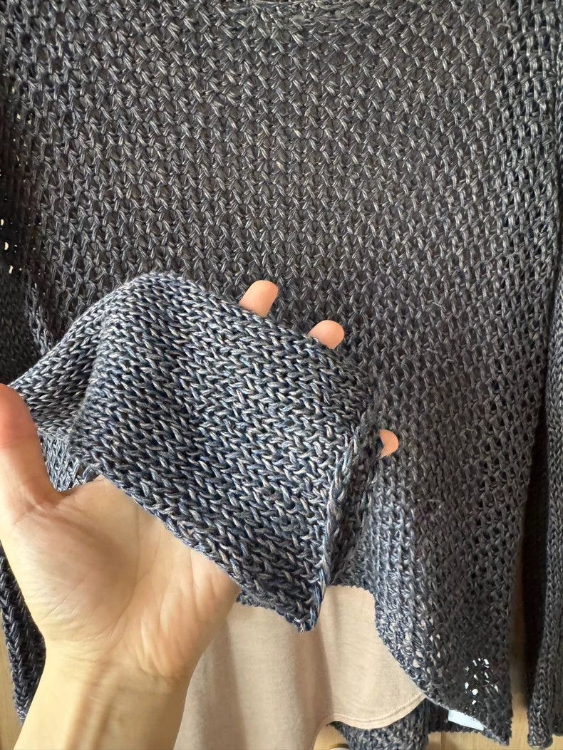 HELMUT LANG Gray lace-knitted sweater