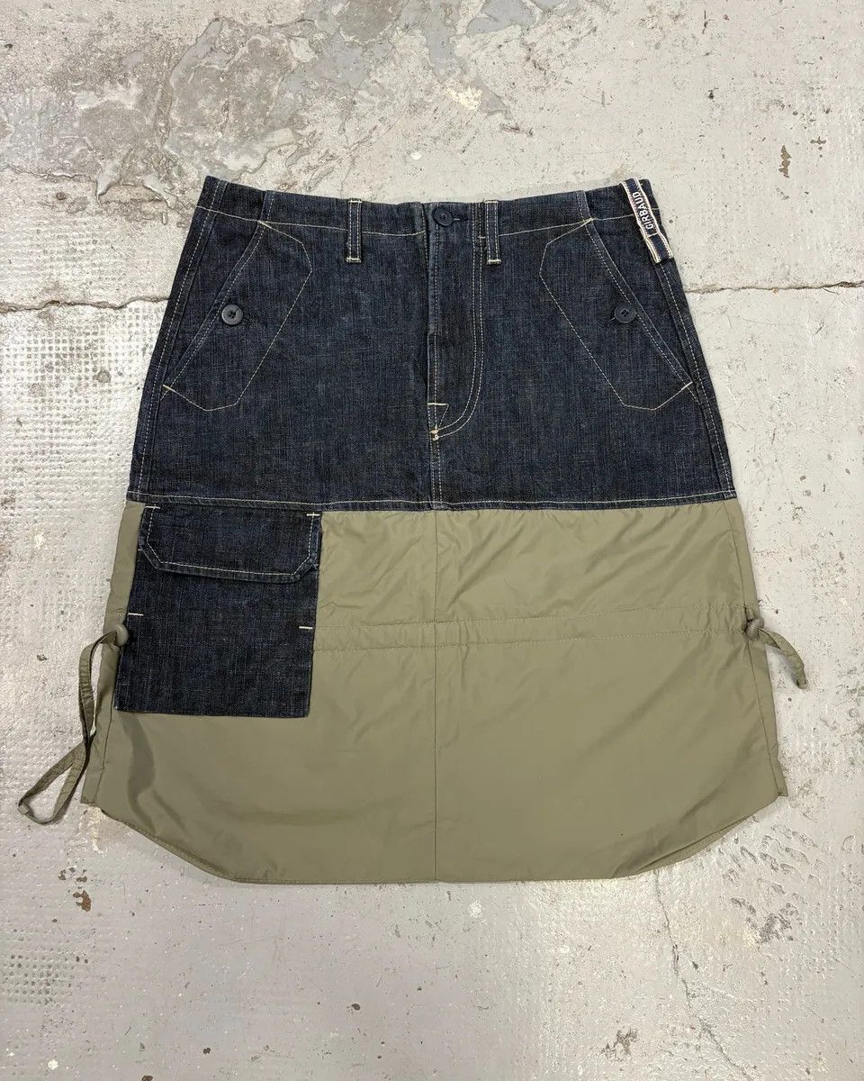 Marithe + Francois Girbaud × Vintage 2000s Marithé + François Girbaud Brut Denim Hybrid Olive Nylon Skirt Size 27" / US 4 / IT 40 - 1 Thumbnail