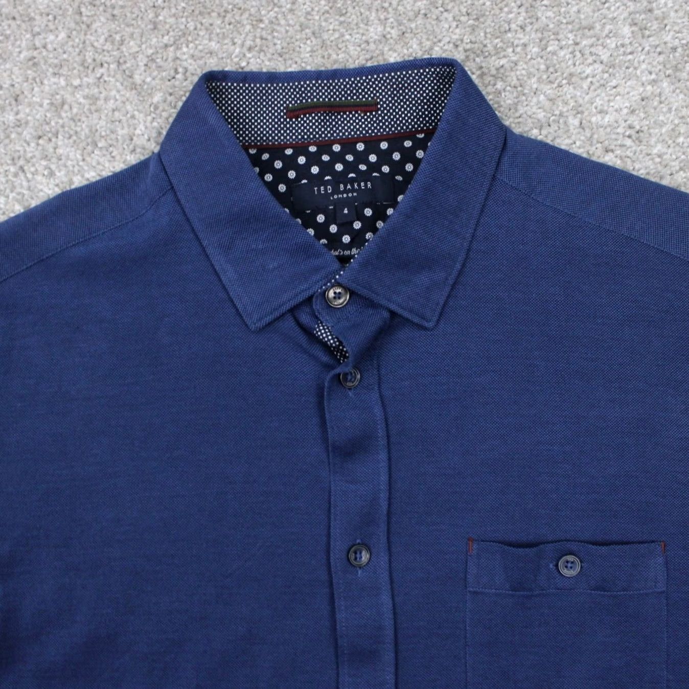 Ted Baker Ted Baker Broader Shirt Mens 4 Blue Geometric 100% Cotton Long Sleeve Button Up Size US S / EU 44-46 / 1 - 5 Thumbnail