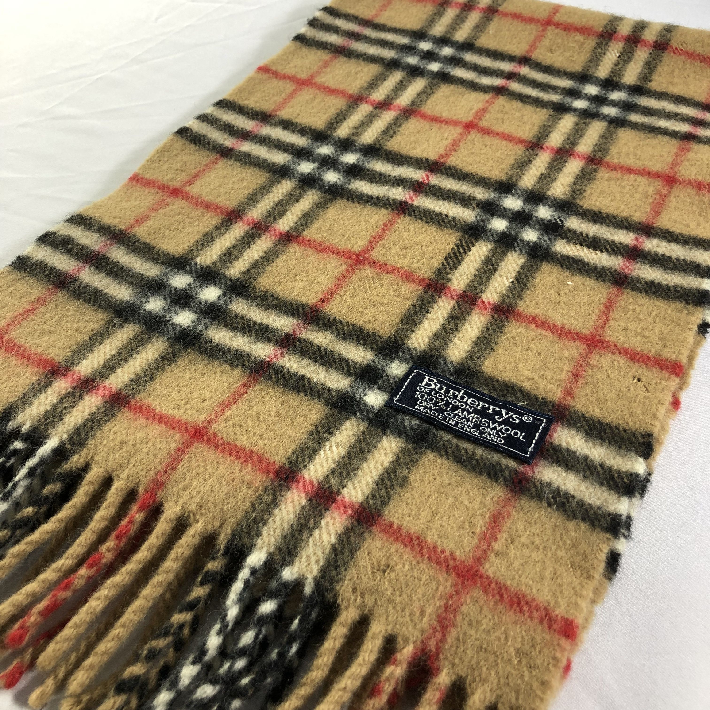 Burberry Burberrys Tan Nova Check Wool Scarf Muffler V1388 Size ONE SIZE - 3 Thumbnail
