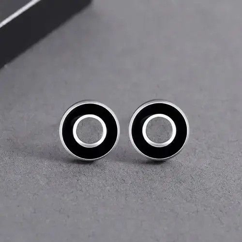 Jewelry Black Round Circle Stud Earrings for Men Women,Punk Hip Hop Size ONE SIZE - 7 Thumbnail