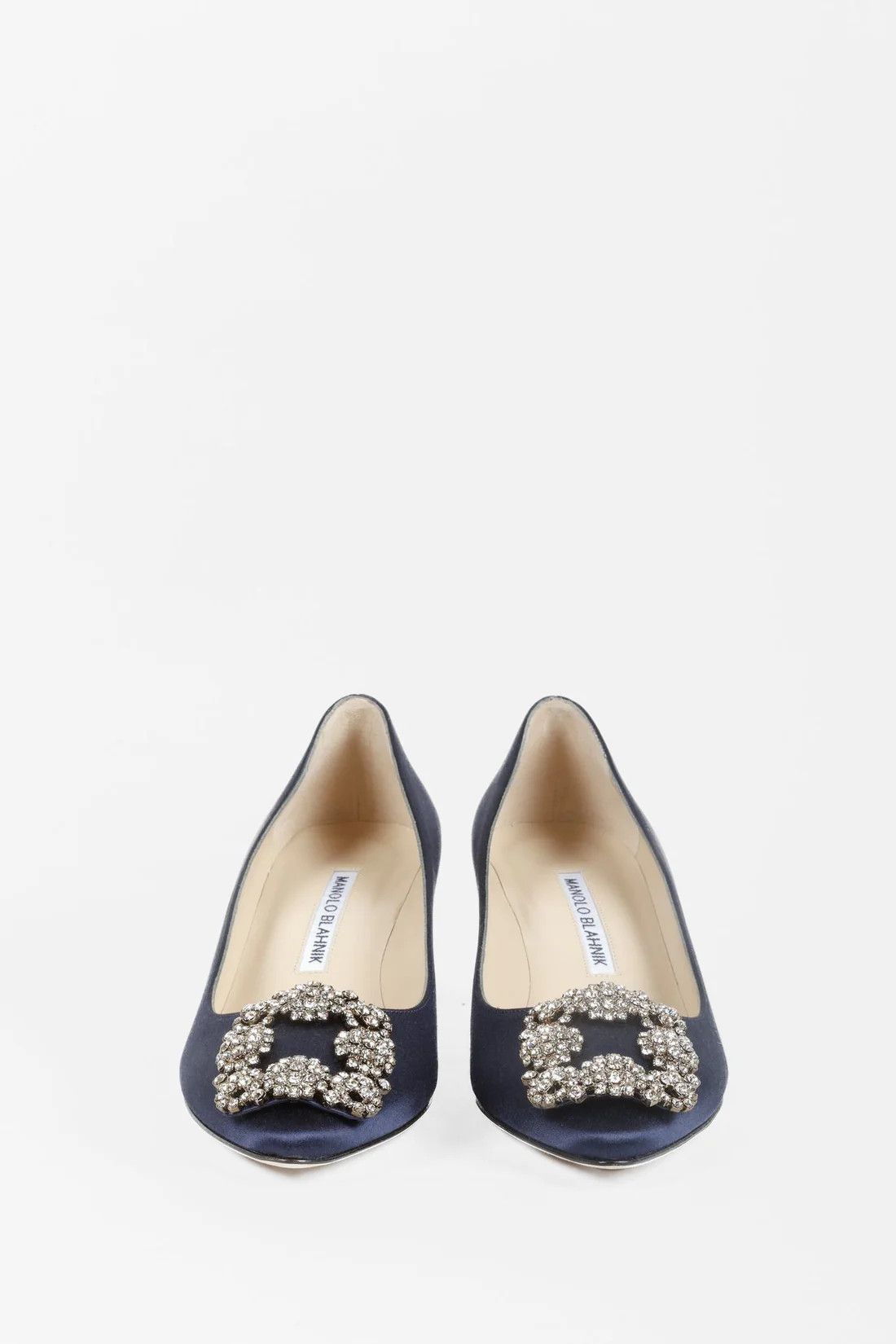 Manolo Blahnik Manolo Blahnik Hangisi Blue Satin Jewel Pumps Size US 5.5 / IT 35.5 - 3 Thumbnail