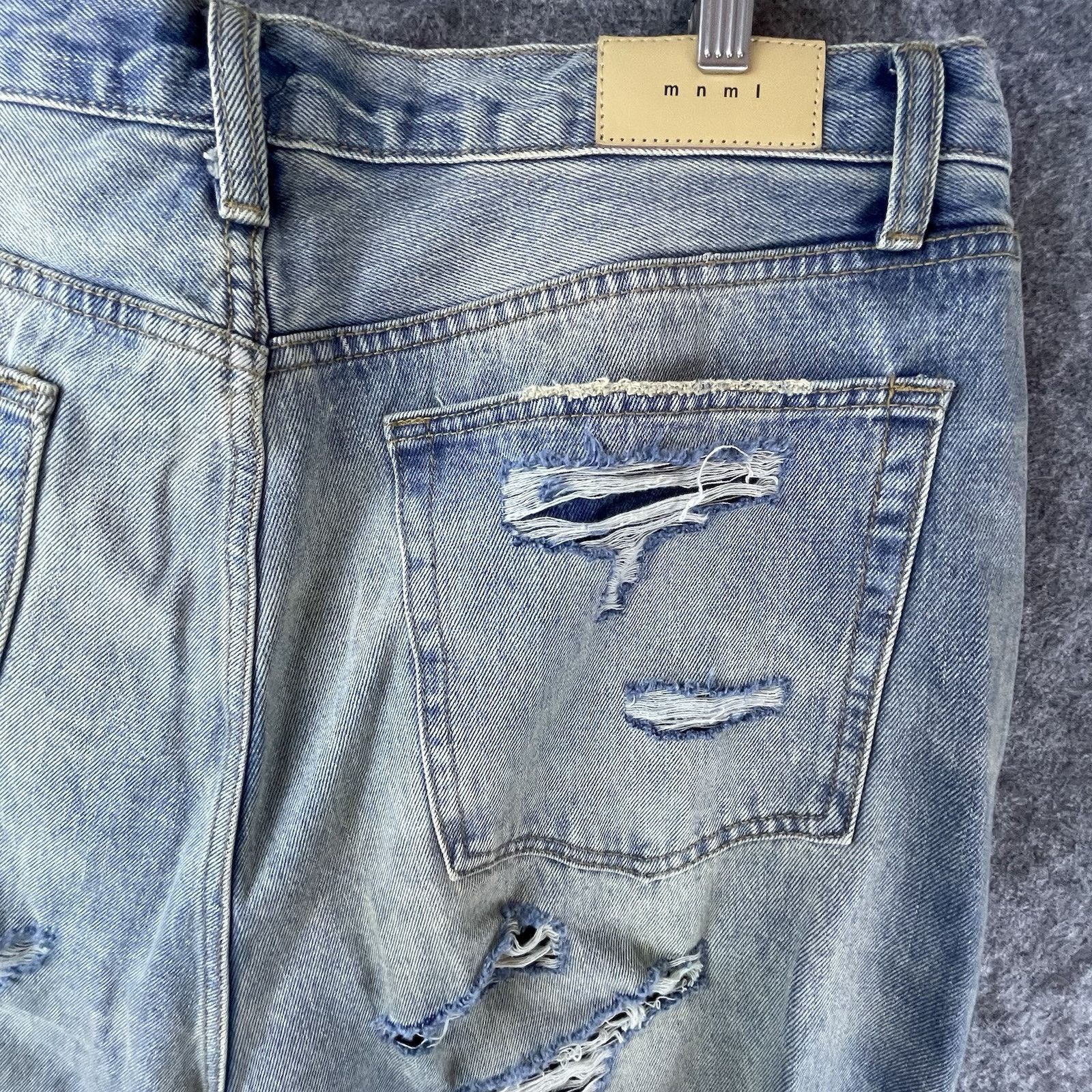 MNML MNML Jeans Mens 40 Straight Thrashed Button Fly Destroyed Size US 40 / EU 56 - 3 Thumbnail