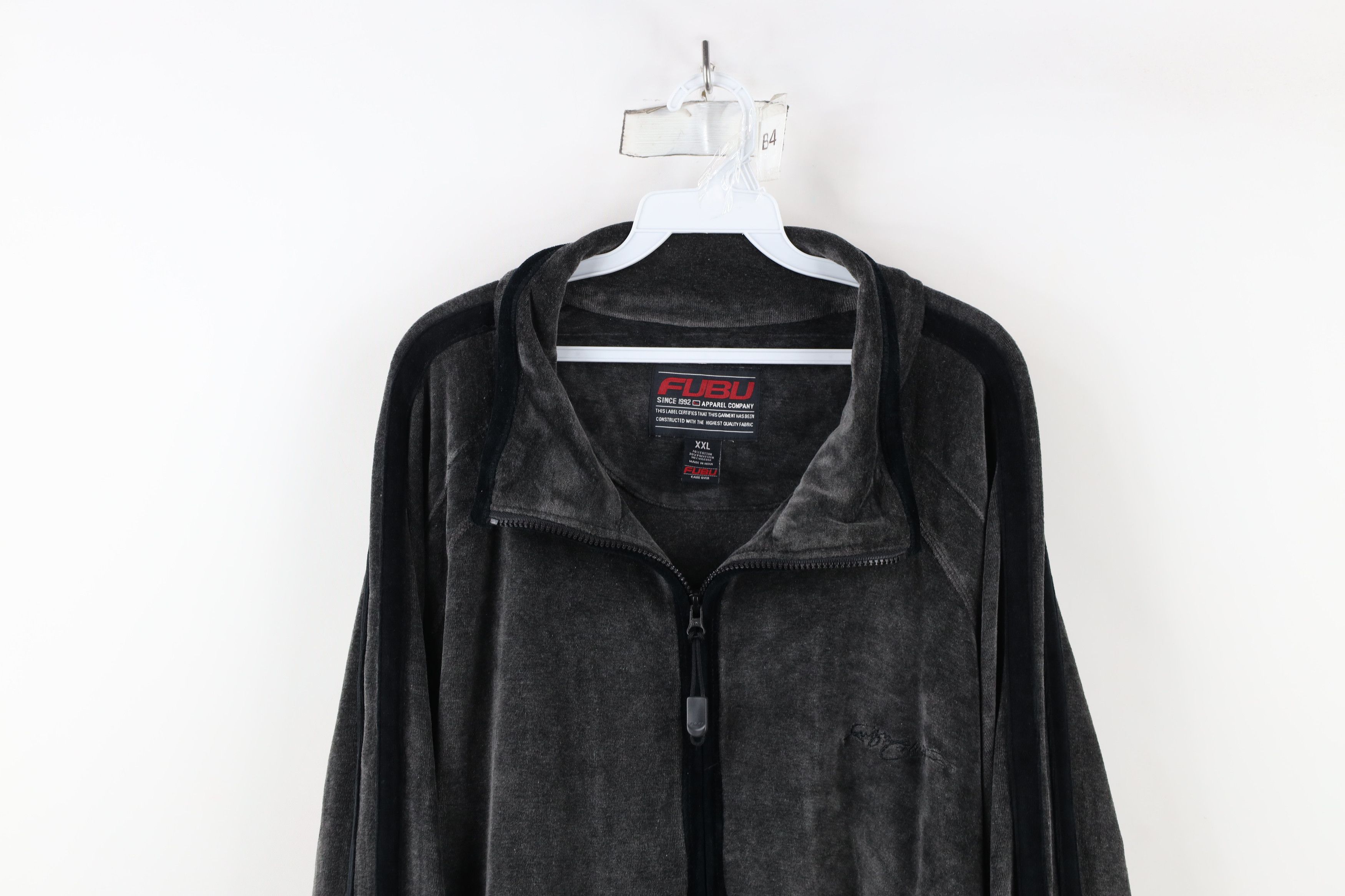 Fubu × Vintage Vintage 90s Y2K FUBU Script Baggy Fit Velour Jacket Gray Size US XXL / EU 58 / 5 - 2 Thumbnail
