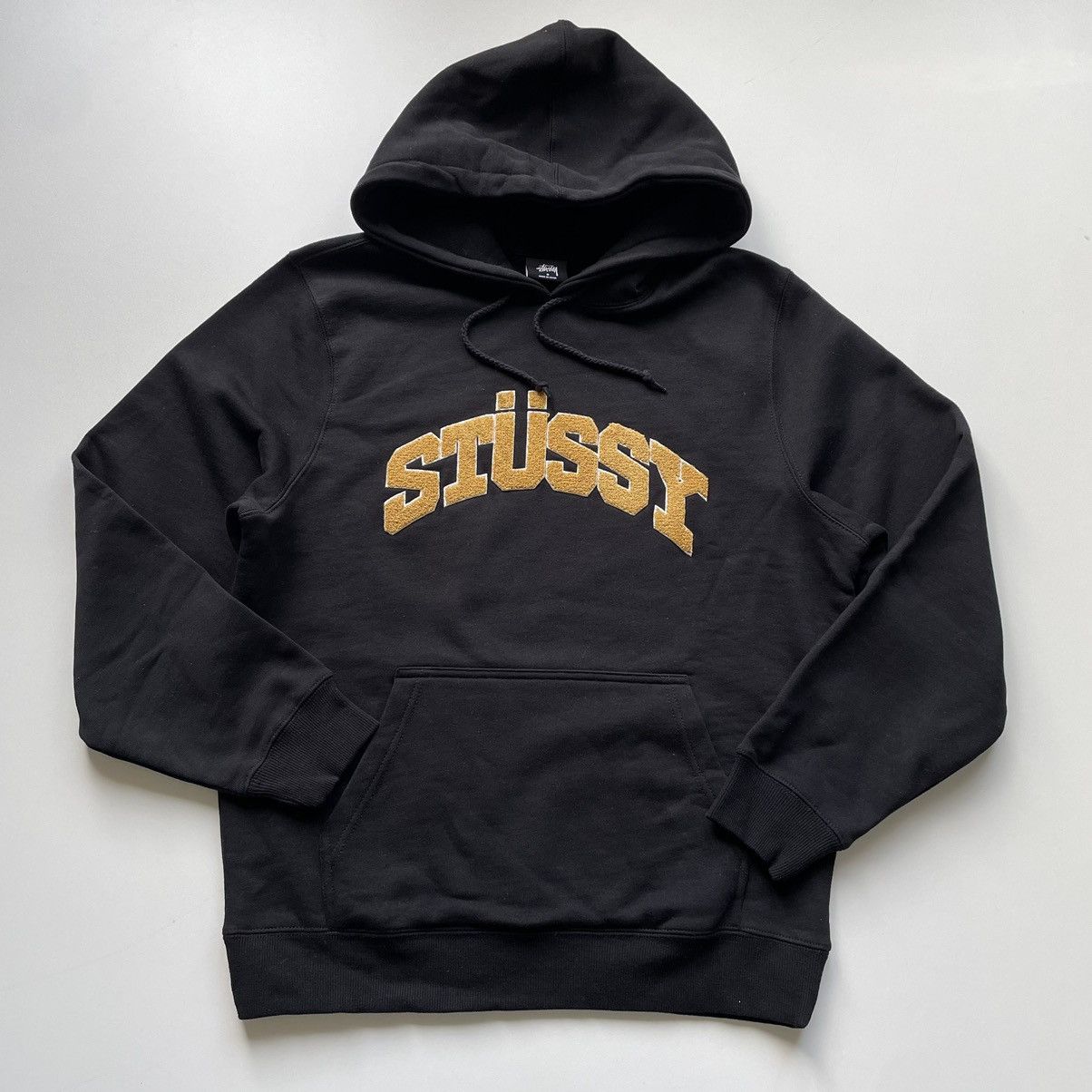 image of Stussy Chenille Arch App Hoodie Black Small Nwot, Men's