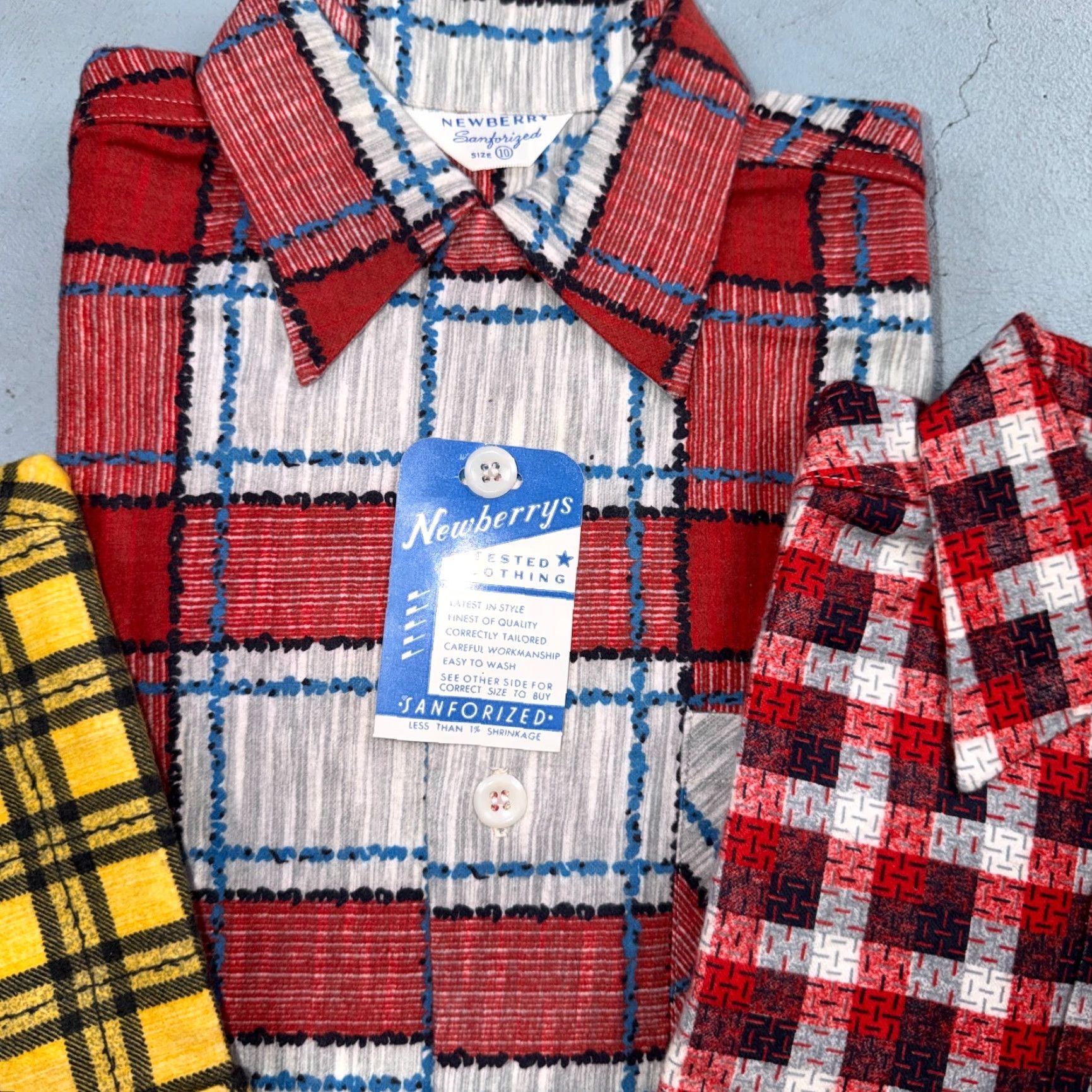 Vintage VTG 1950s NOS Plaid Flannel Boys Shirt Newberry Rockabilly Size 10 Red Rare 50s Size US M / EU 48-50 / 2 - 3 Thumbnail