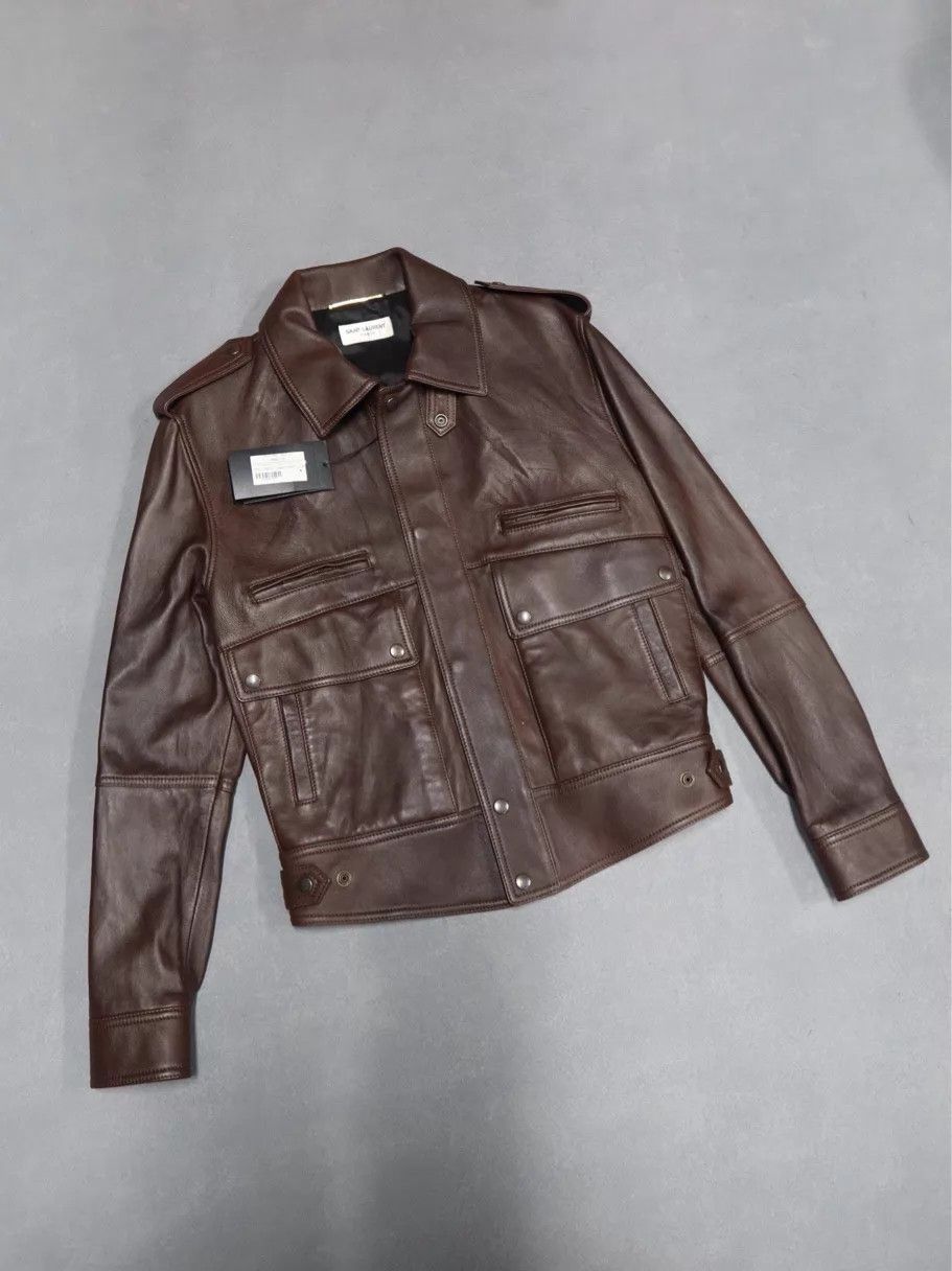 Saint Laurent Paris SAINT LAURENT Pleated Zipper Tan Leather Jacket Womens 38 Size XS / US 0-2 / IT 36-38 - 1 Thumbnail