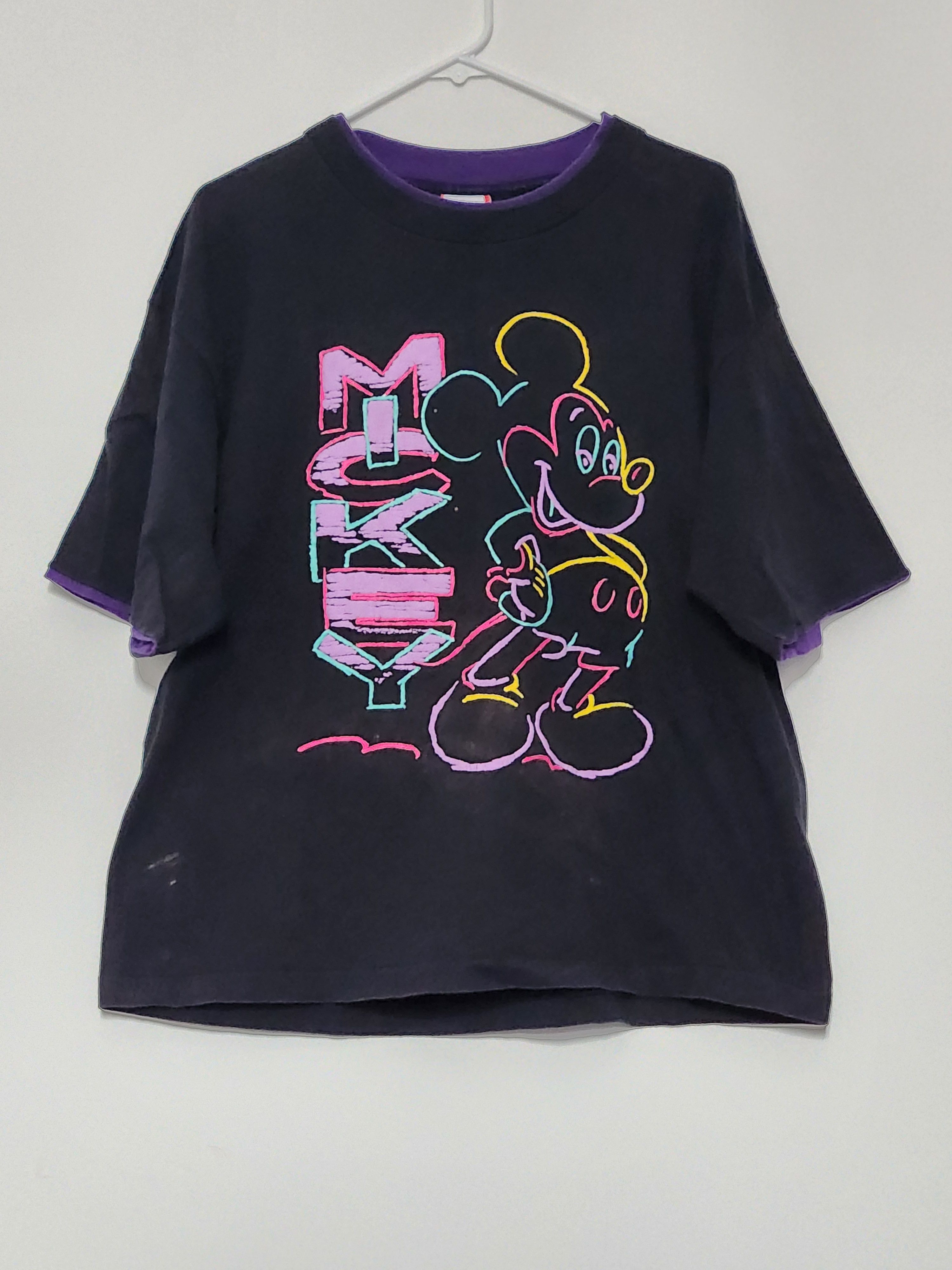 Disney Vintage 90s Disney Designs Neon Mickey Mouse Double Layer T Size ONE SIZE - 1 Thumbnail