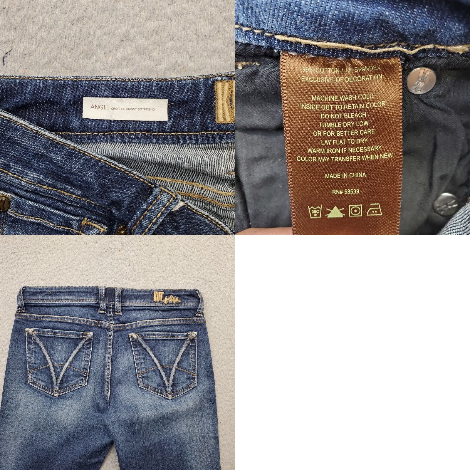 Vintage KUT from the Kloth Angie Cropped Boyfriend Jeans Womens 4 Blue Denim Skinny Leg Jeans Size 27" / US 4 / IT 40 - 8 Thumbnail