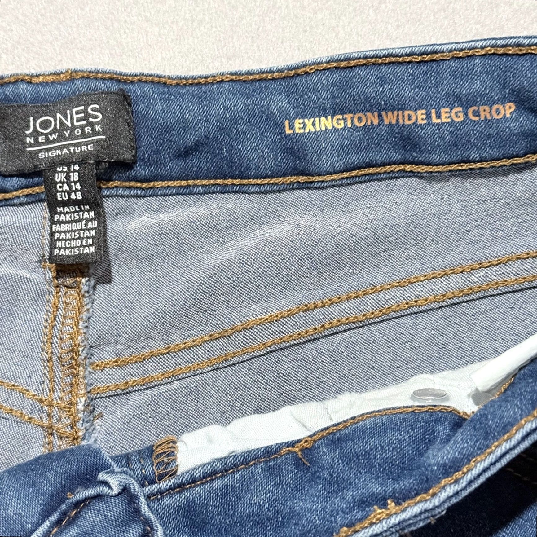 Jones New York VINTAGE Jones New York Lexington Wide-Leg Crop Jeans Women's Blue Denim High Rise - 14 Size 36" / US 14 / IT 50 - 6 Thumbnail