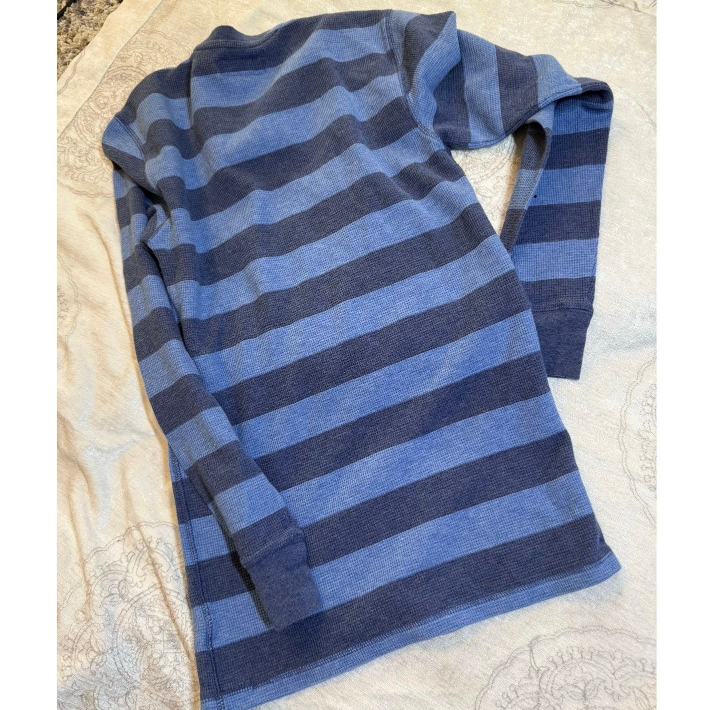 Polo Ralph Lauren Polo Ralph Lauren Blue Stripe Waffle Knit Thermal Crew-Neck Size US S / EU 44-46 / 1 - 5 Thumbnail