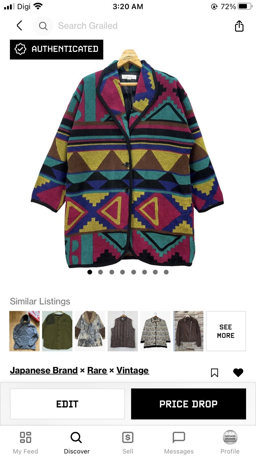 Japanese Brand GIVY MOTIF DESIGN COLOURWAY COAT JACKET #8332-004 Size L / US 10 / IT 46 - 9 Thumbnail