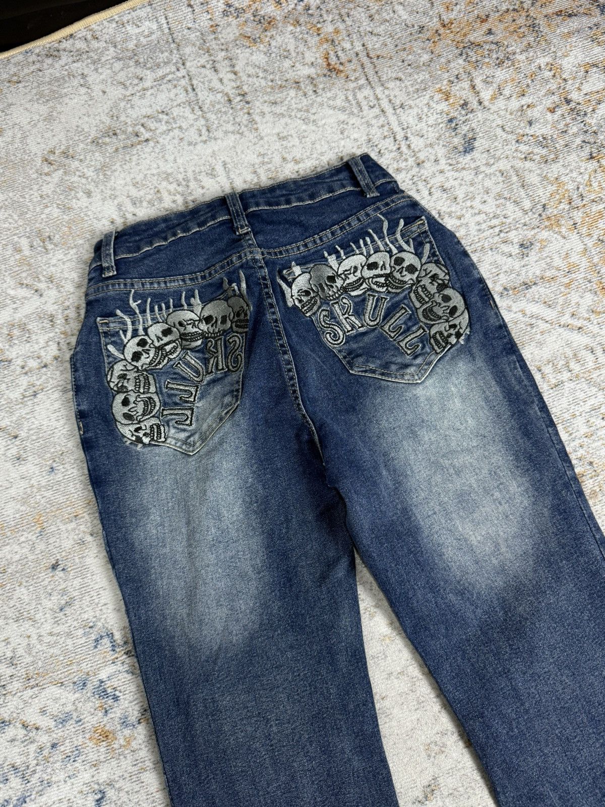 Tornado Mart Romwe y2k skull art style denim pants Size 25" / US 0 / IT 36 - 2 Thumbnail