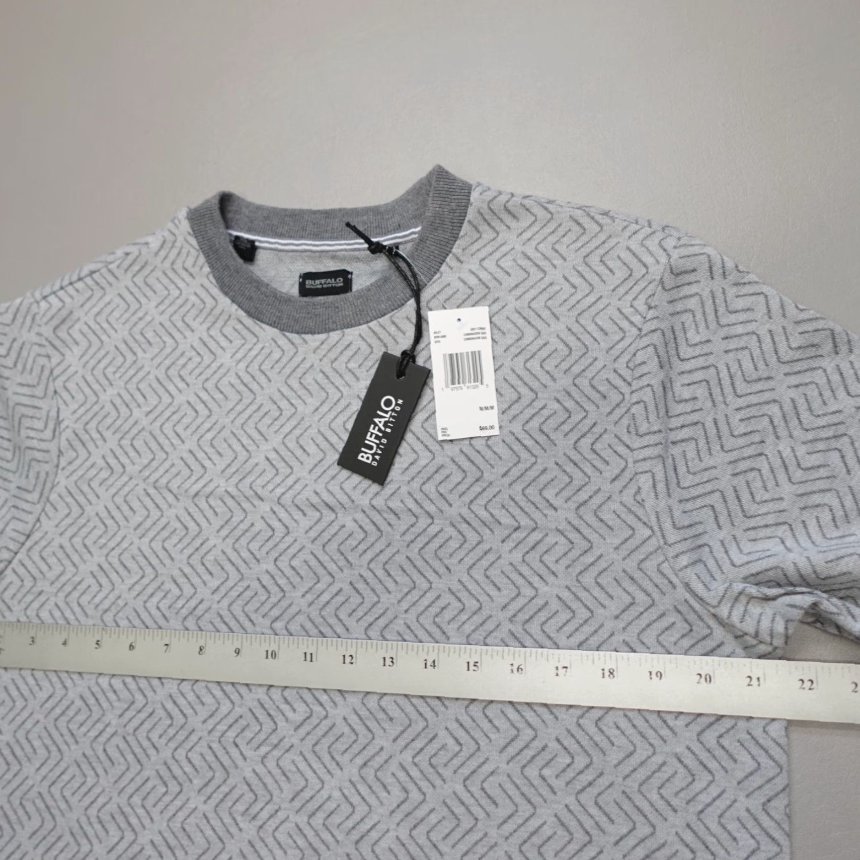 Vintage Buffalo Wiley Crew Neck S/S Shirt Grey Combo Geometric Size M Mens T-Shirt Size US M / EU 48-50 / 2 - 6 Thumbnail