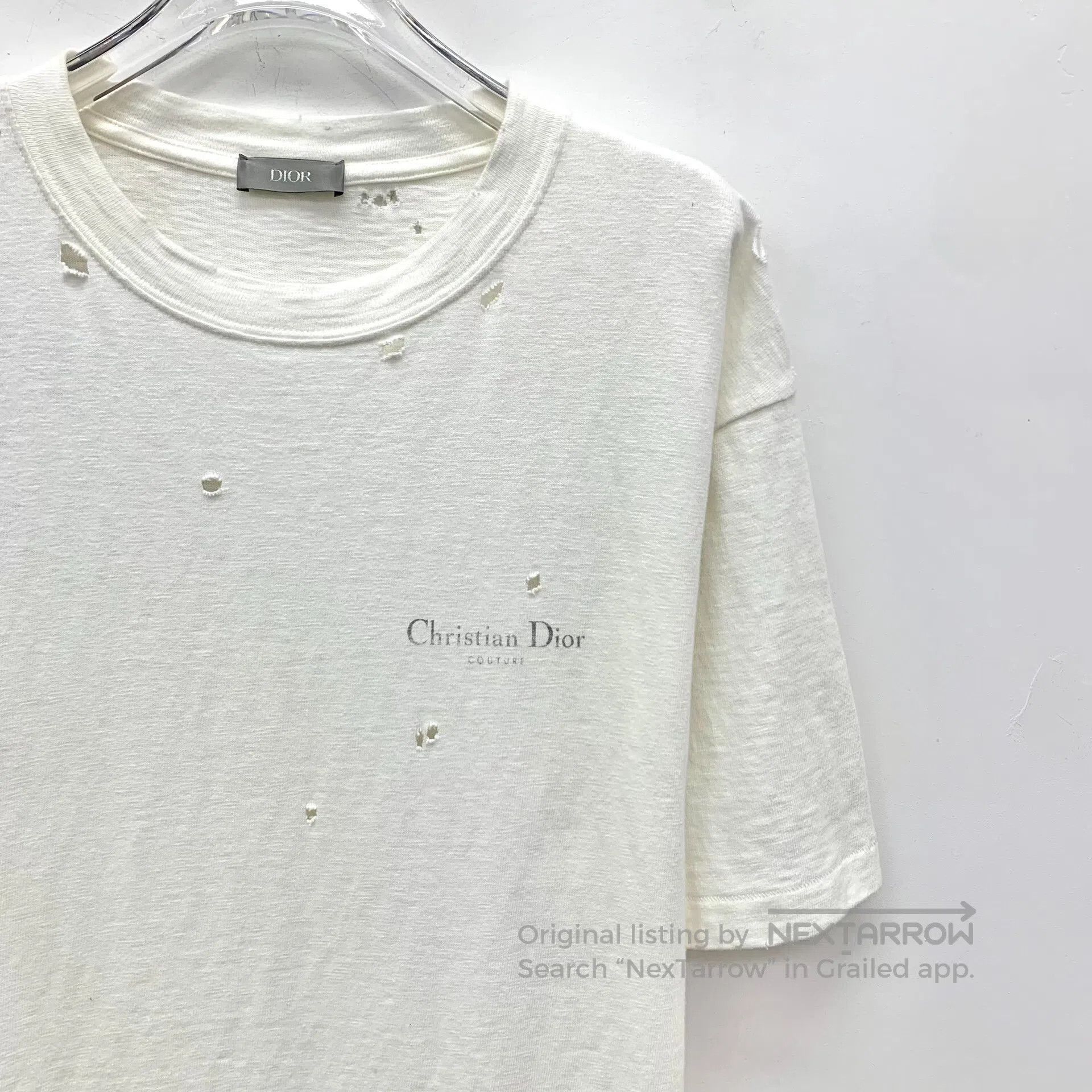 Dior Dior White Hole Design Cotton Round Neck Short Sleeve T-Sh Size US M / EU 48-50 / 2 - 3 Thumbnail