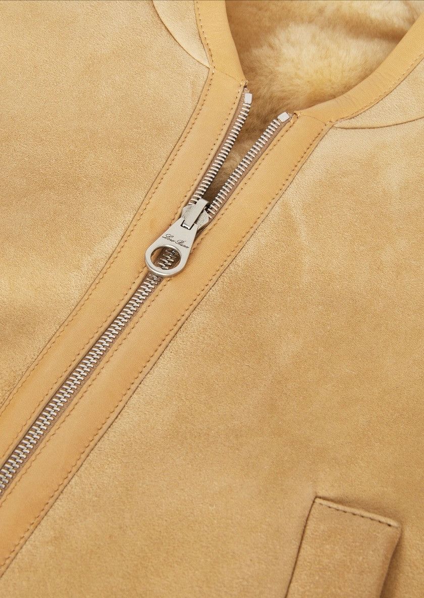 Loro Piana o1srvl11e0126 FAO5371 Velour Shearling Bomber Jacket Beige Size XS / US 0-2 / IT 36-38 - 3 Thumbnail