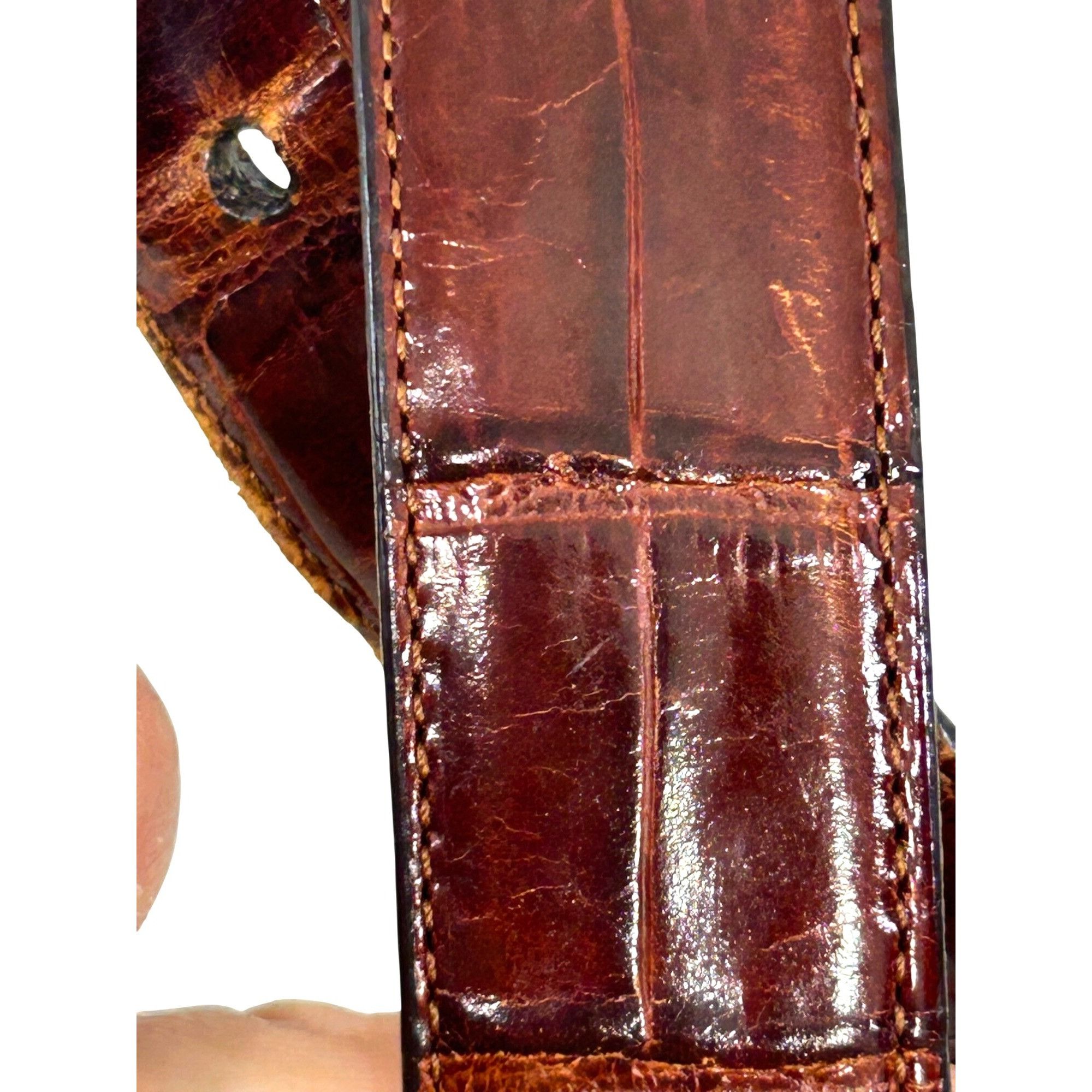 Brighton Brighton Vtg Belt S Brown Crocodile Silver Tone Twisted Rope Size ONE SIZE - 9 Thumbnail