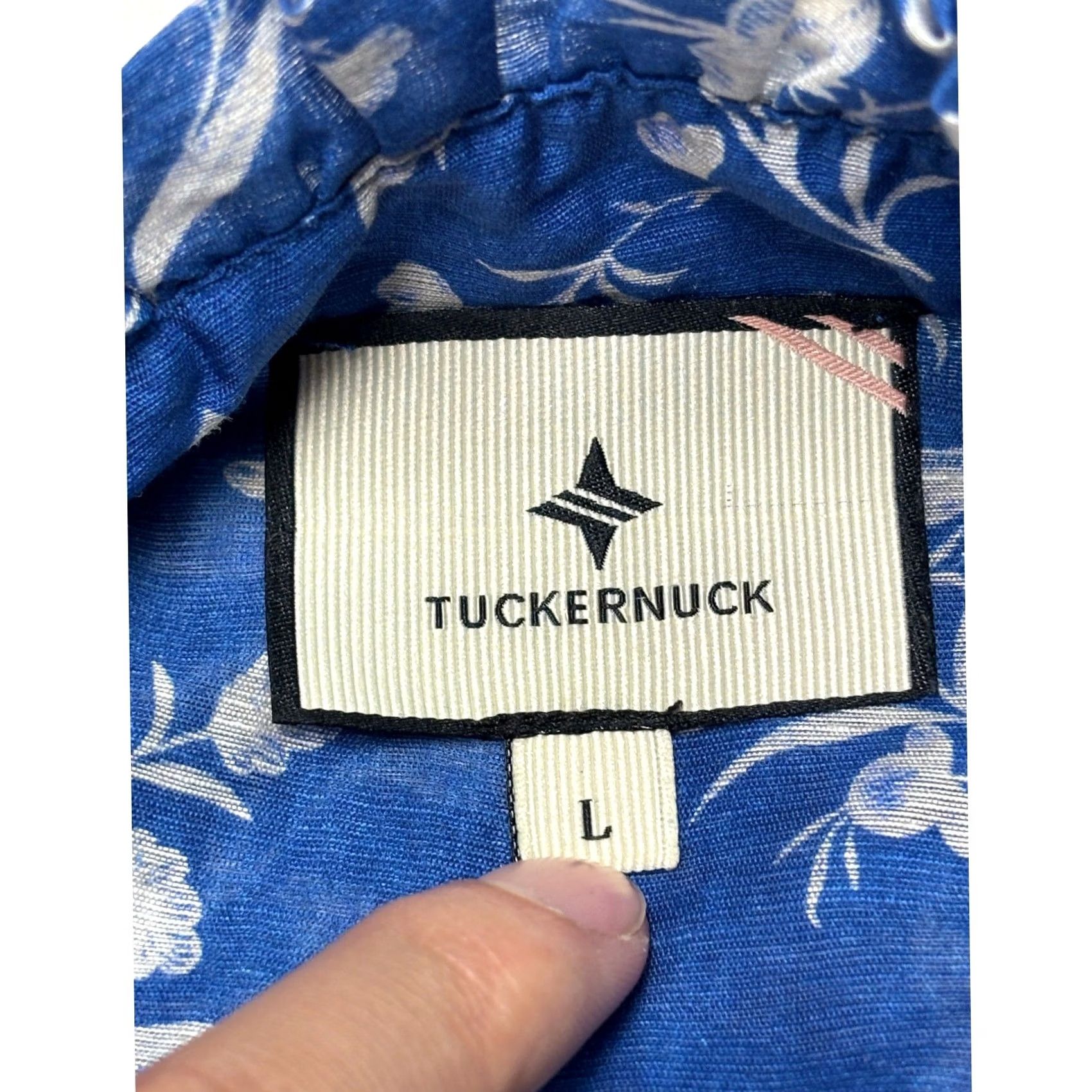 Vintage Tuckernuck Blue Floral Blouse Lyocell Linen V-Neck Ruffle Cuff Womens L Blouse Size L / US 10 / IT 46 - 3 Thumbnail