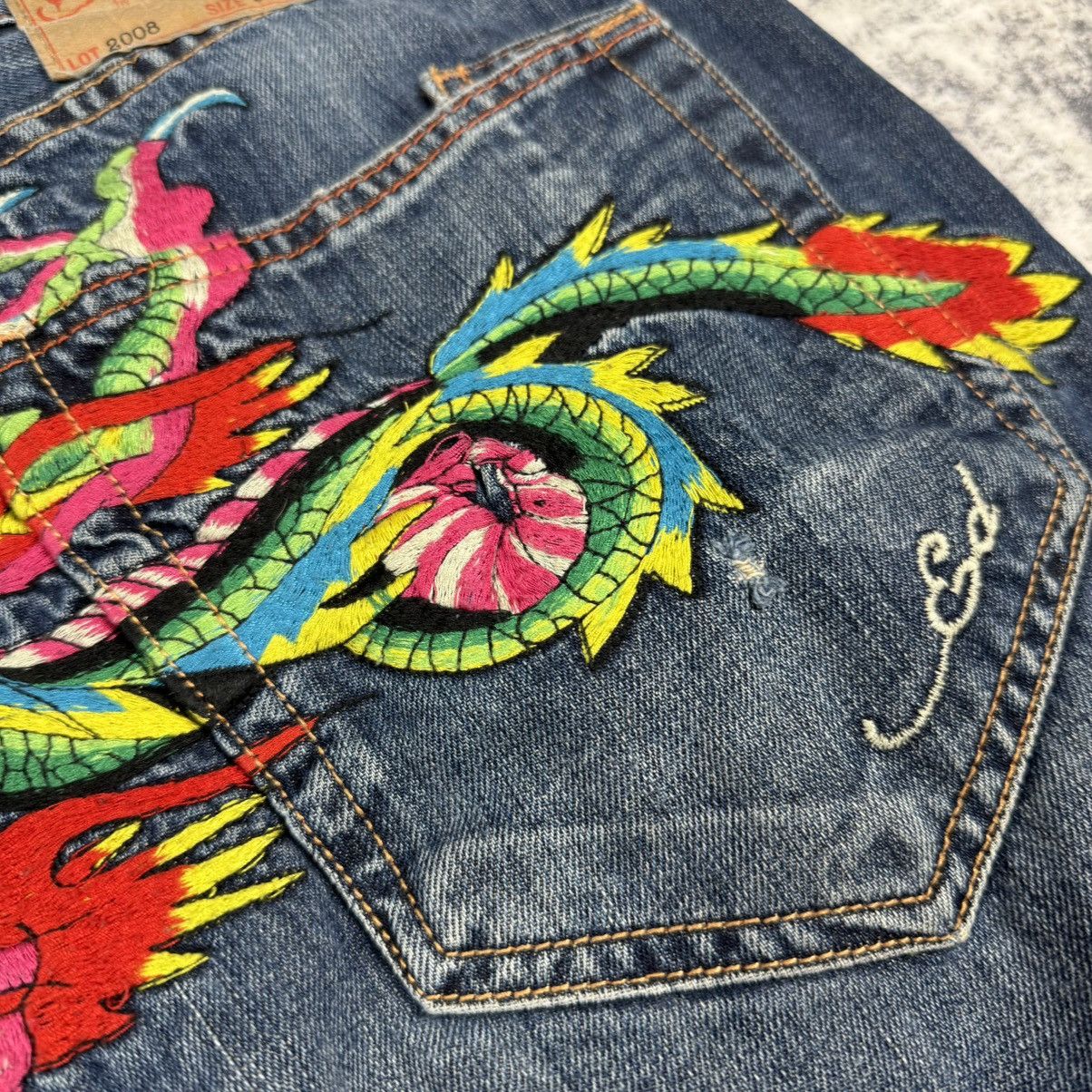 Ed Hardy Ed Hardy Y2K Dragon Embroidered Denim Jeans Size US 36 / EU 52 - 4 Thumbnail