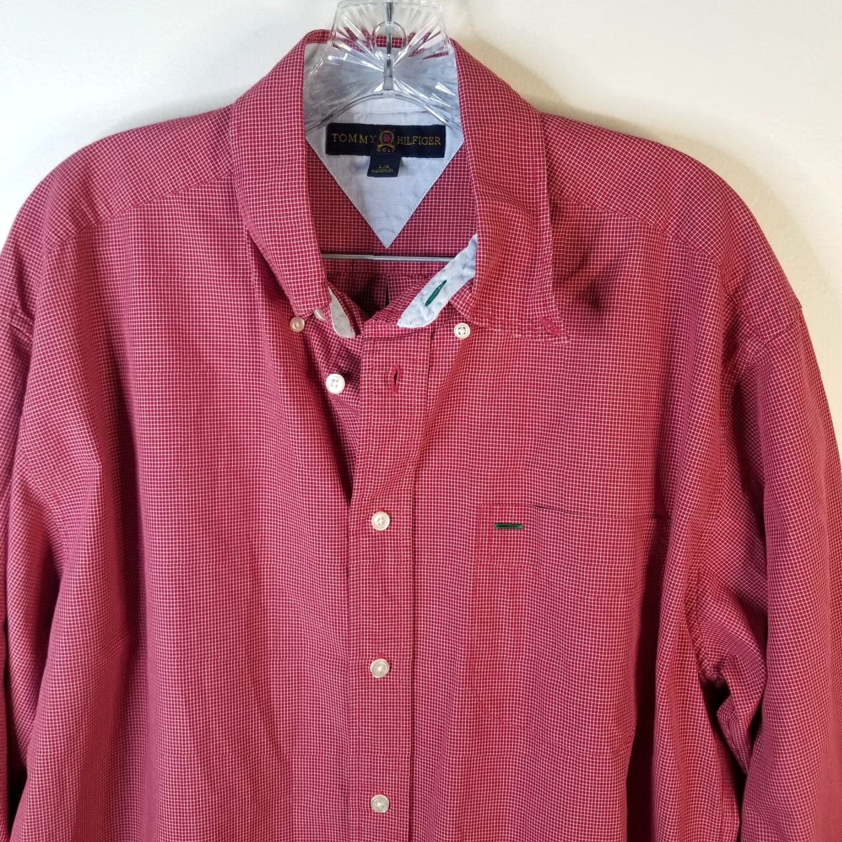Tommy Hilfiger Tommy Hilfiger Shirt Mens Red Long Sleeve Button-Up Dress Shirt Size L Size 42R - 2 Thumbnail