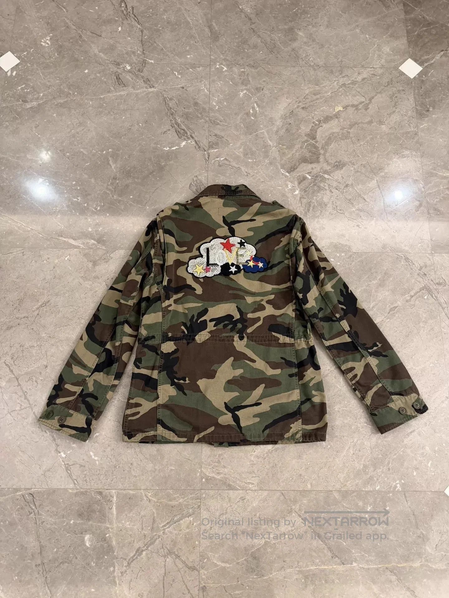 Saint Laurent Paris Camouflage Jacket with 'LOVE' Embroidered Back Patch. Size US S / EU 44-46 / 1 - 2 Thumbnail