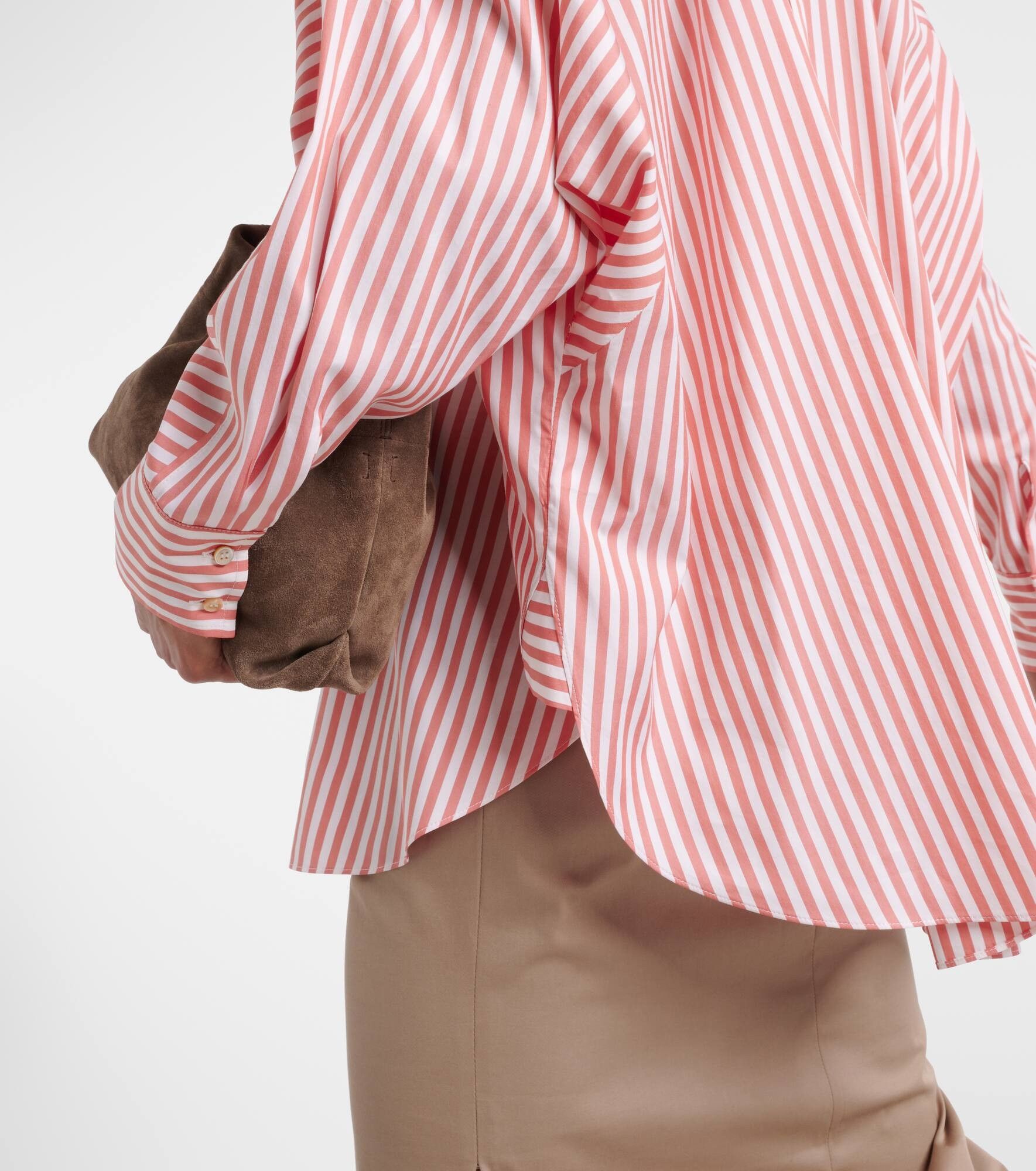 Brunello Cucinelli o1y0725 Striped Shirt in Salmon Pink/White Size S / US 4 / IT 40 - 3 Thumbnail
