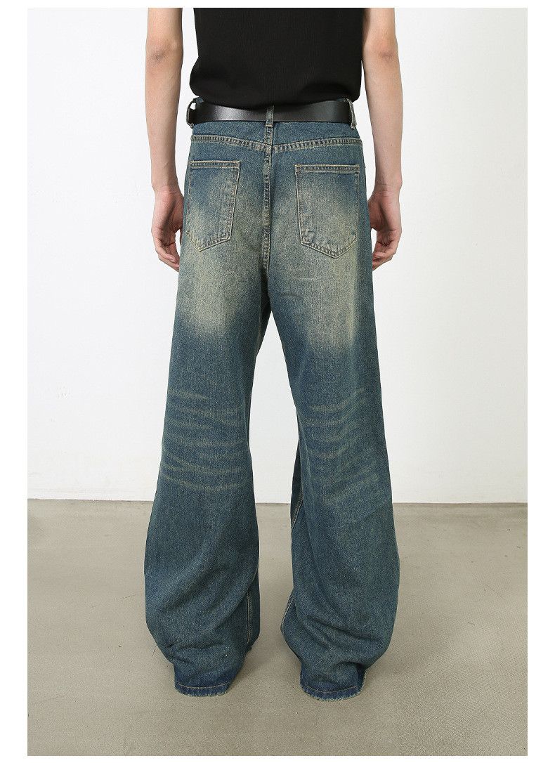 Vintage Retro washed men's Japanese loose straight wide-leg jeans Size US 32 / EU 48 - 6 Thumbnail