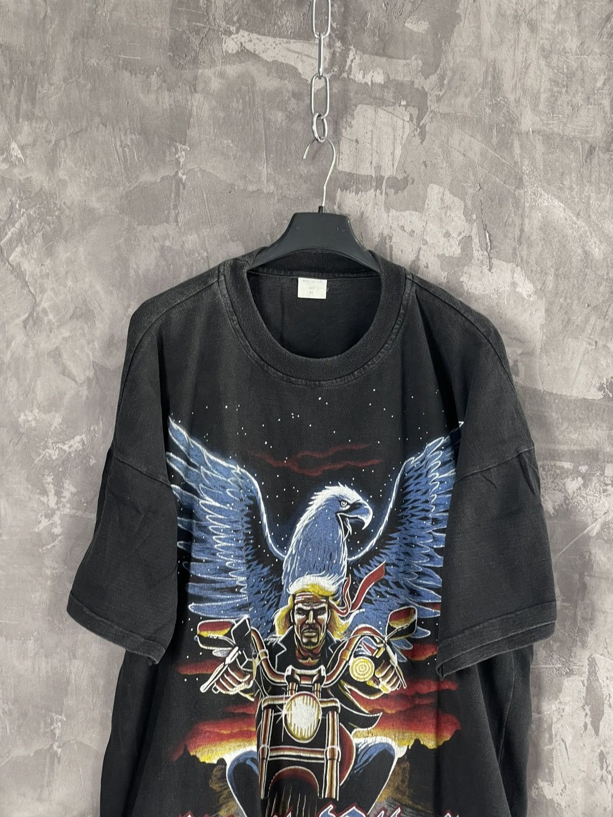 Harley Davidson × Marvel Comics × Vintage Y2K GHOST RIDER FIRE Skull Motorbike Faded One Stich T-Shirt Size US XL / EU 56 / 4 - 2 Thumbnail