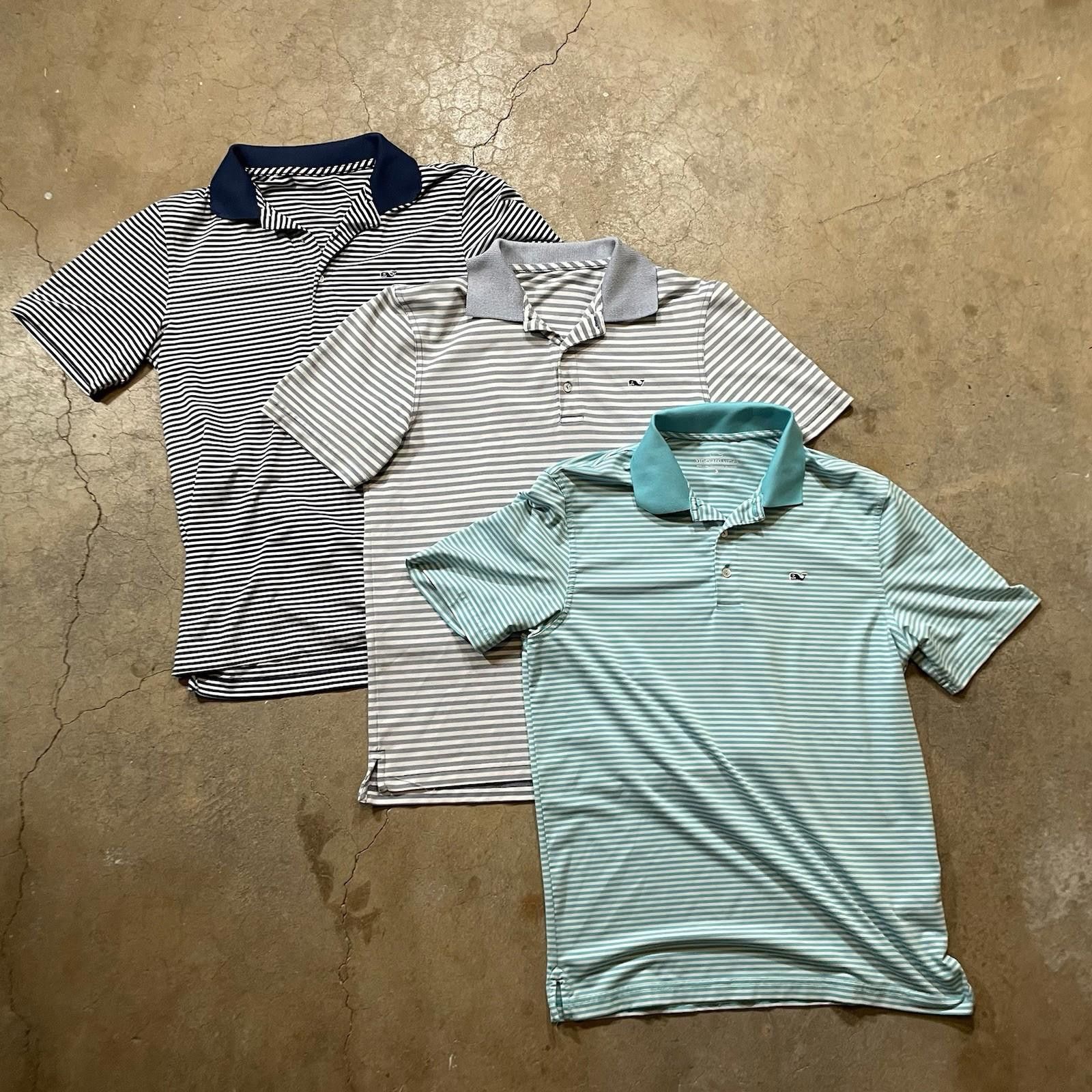 Vineyard Vines X3 Vineyard Vines Shirt Mens Polo Striped Stretch Golf Size US L / EU 52-54 / 3 - 1 Thumbnail