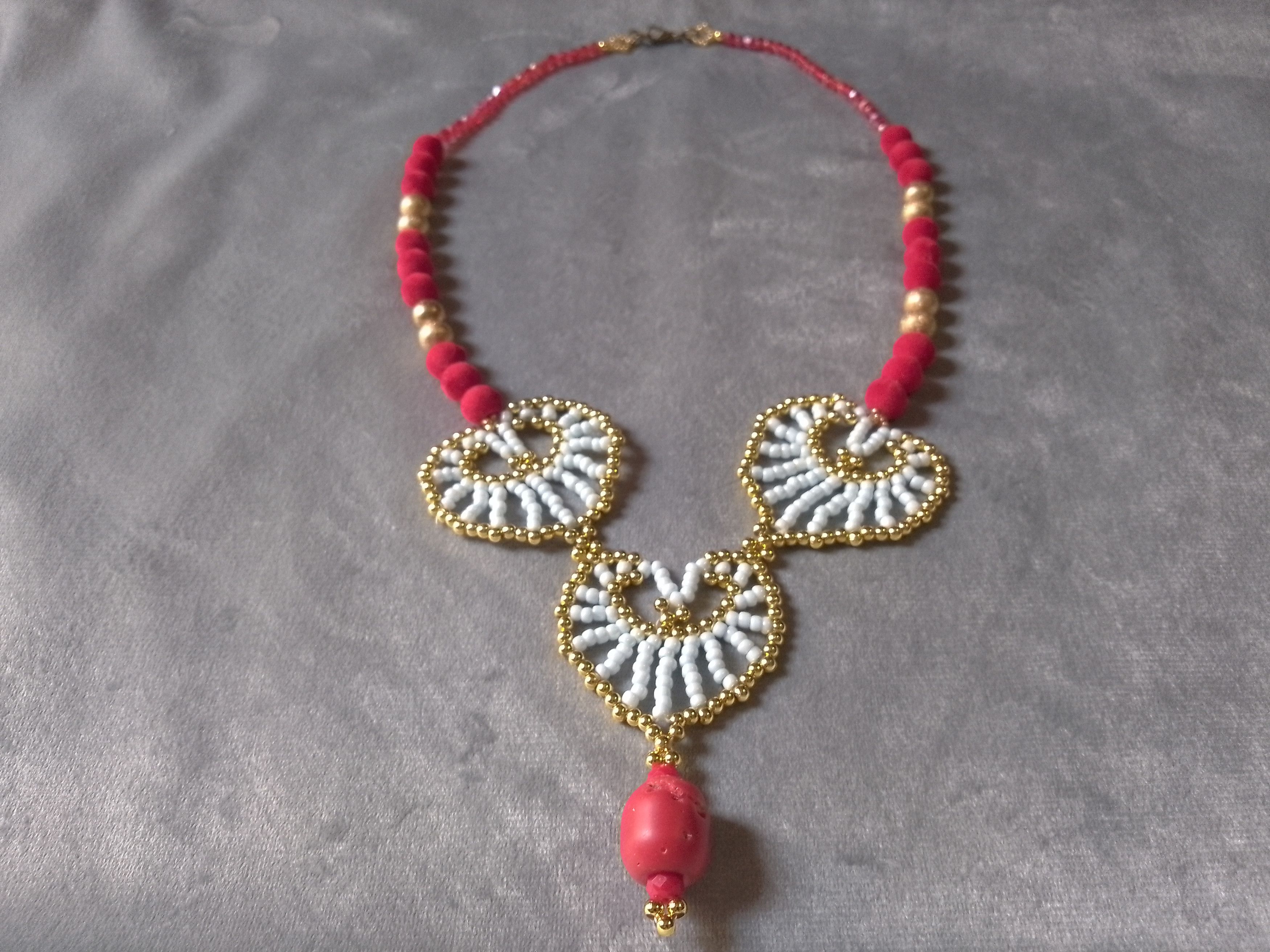 Handmade Elegant Necklace Red blue with natural coral stones Size ONE SIZE - 10 Thumbnail