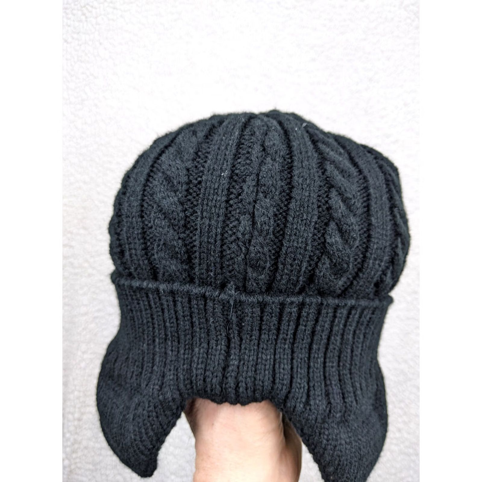 Vintage Janey & Rubbins Hat Beanie Gray Lined Faux Fur Chunky Knit 3D Adult One Size Knit Beanie Mens Womens Unisex Accessories Size ONE SIZE - 3 Thumbnail