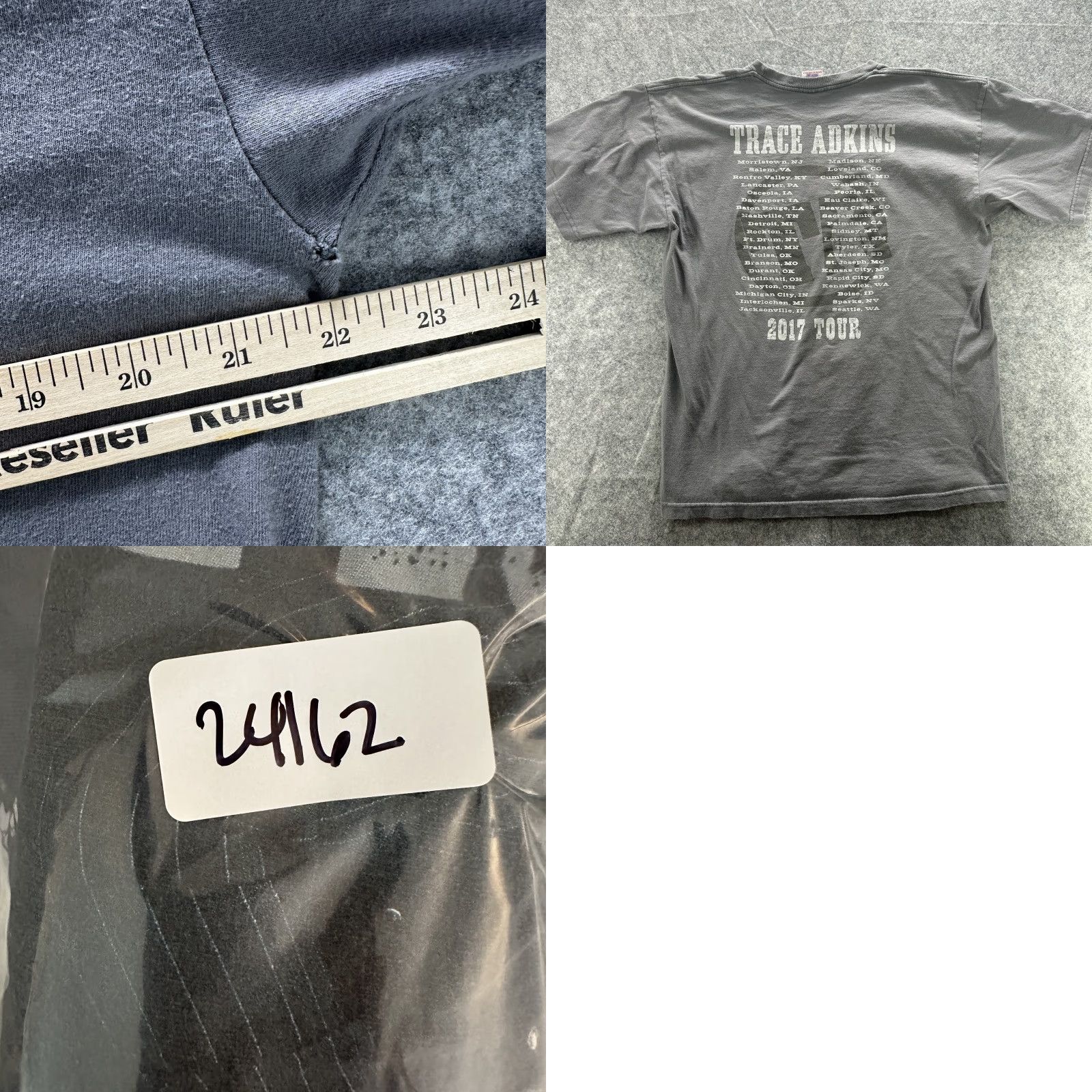 Vintage Trace Adkins Shirt Mens Large Gray 2017 Tour Bayside USA Concert Music T-Shirt Crew Neck Short Sleeve Size US L / EU 52-54 / 3 - 8 Thumbnail