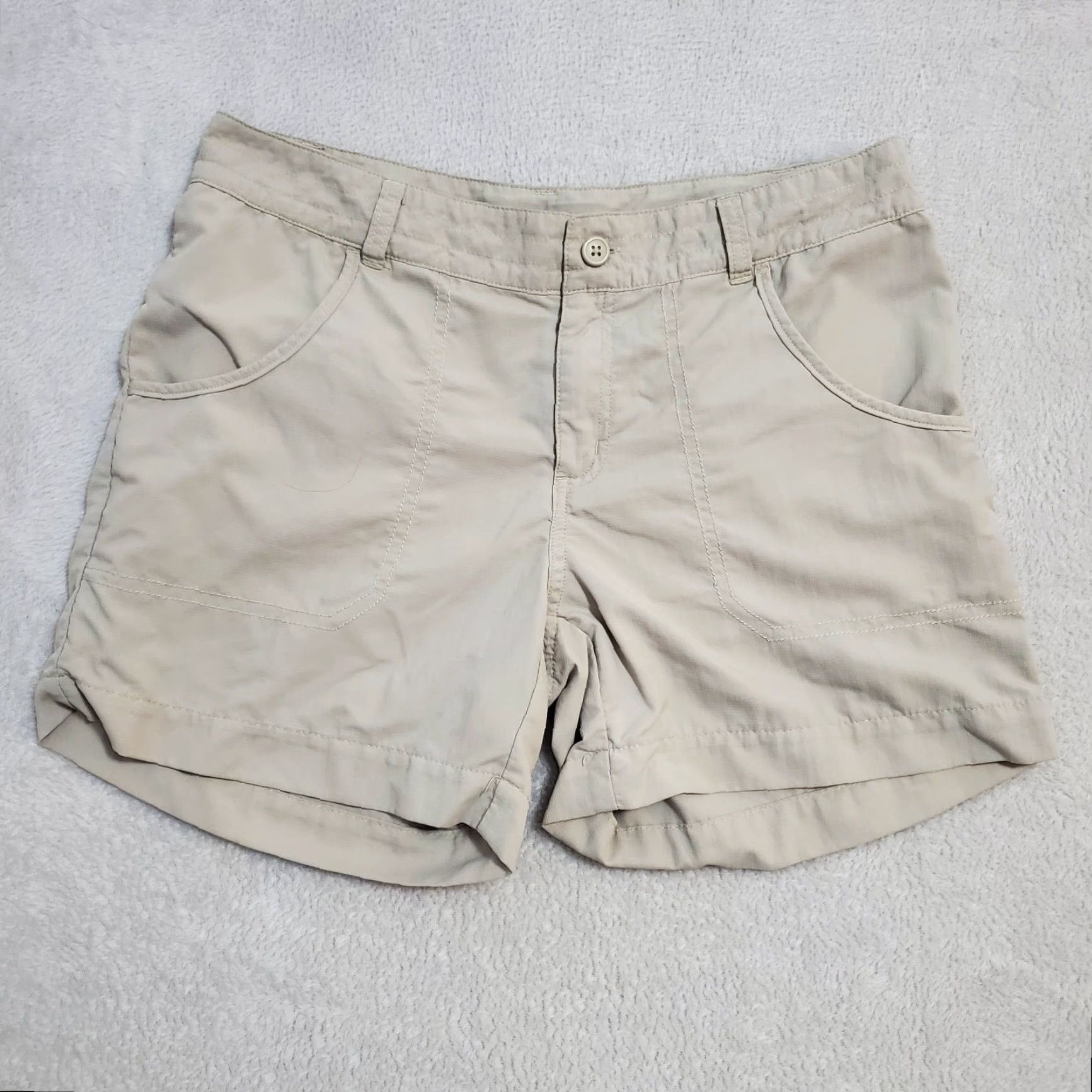 Vintage Columbia Shorts Women L 14-16 Omni-Shade Beige Nylon 4.5 in Hike Outdoor Camping/Travel Activewear Size 36" / US 14 / IT 50 - 2 Thumbnail