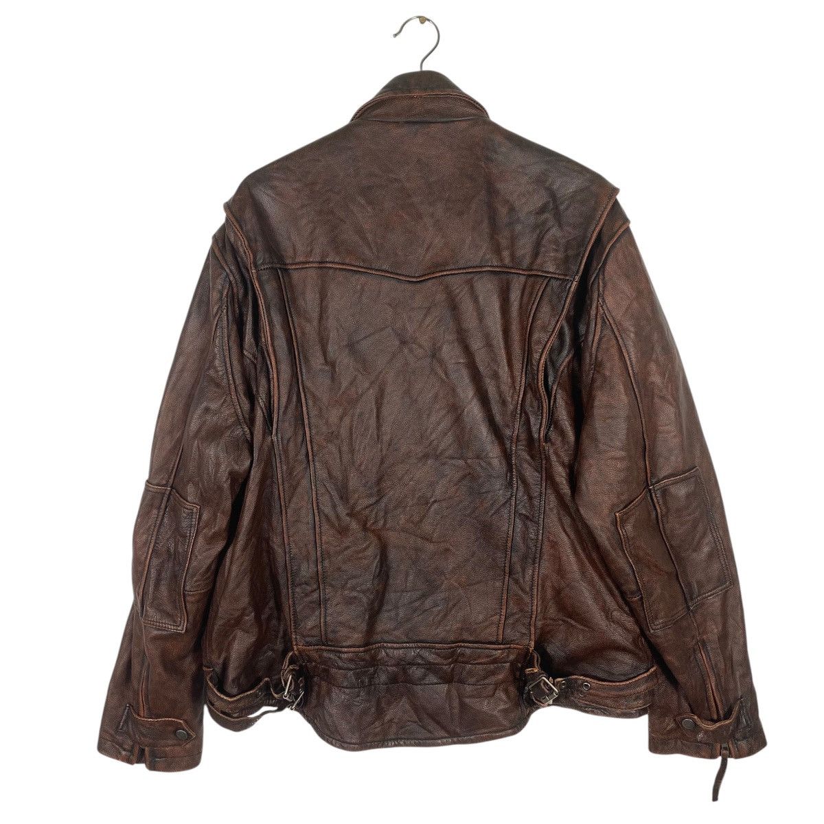 Genuine Leather × Leather Vintage Fortime Fashion Leather Zipper Jacket Size US XL / EU 56 / 4 - 9 Thumbnail