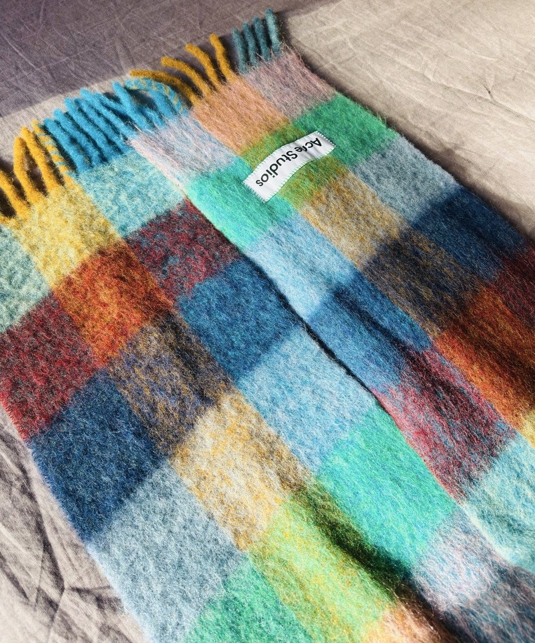 Acne Studios Mohair Rainbow Checked Scarf (model CA0084) Size ONE SIZE - 3 Thumbnail