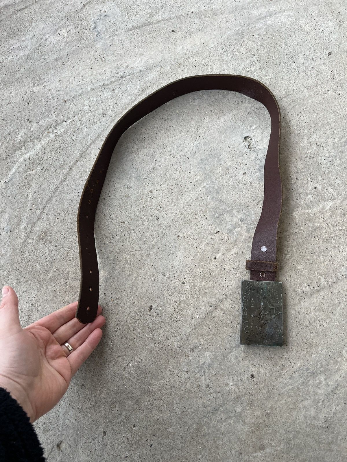 Vintage Rare Pony Express First U.S. Mail Leather Belt Size ONE SIZE - 4 Thumbnail