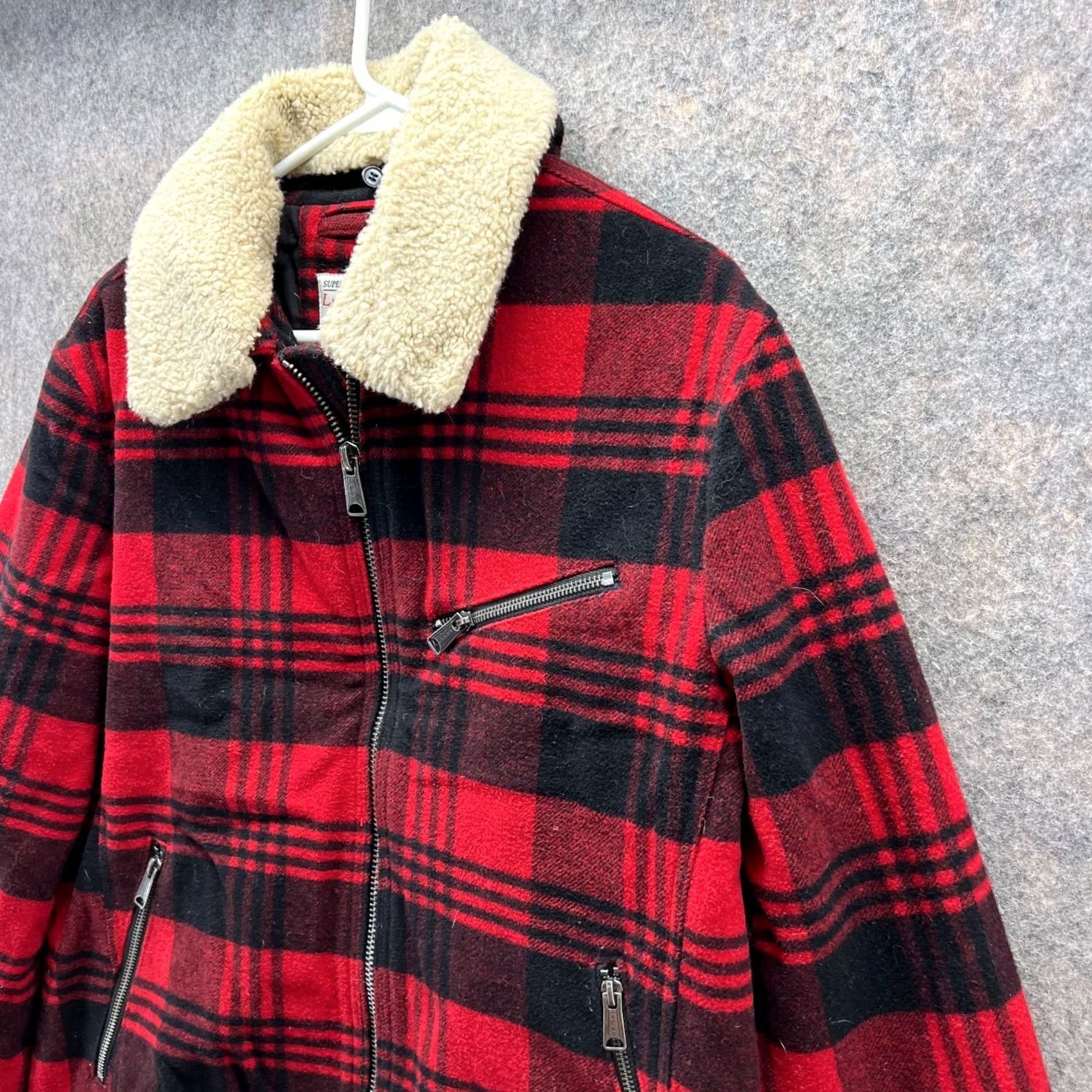 Lucky Brand Lucky Brand Jacket Men Medium Red Full Zip Plaid Sherpa Wool Fleece Logo Striped Vintage: No Regular Size M Autumn Winter Spring Fall Casual Mens Size US M / EU 48-50 / 2 - 4 Thumbnail