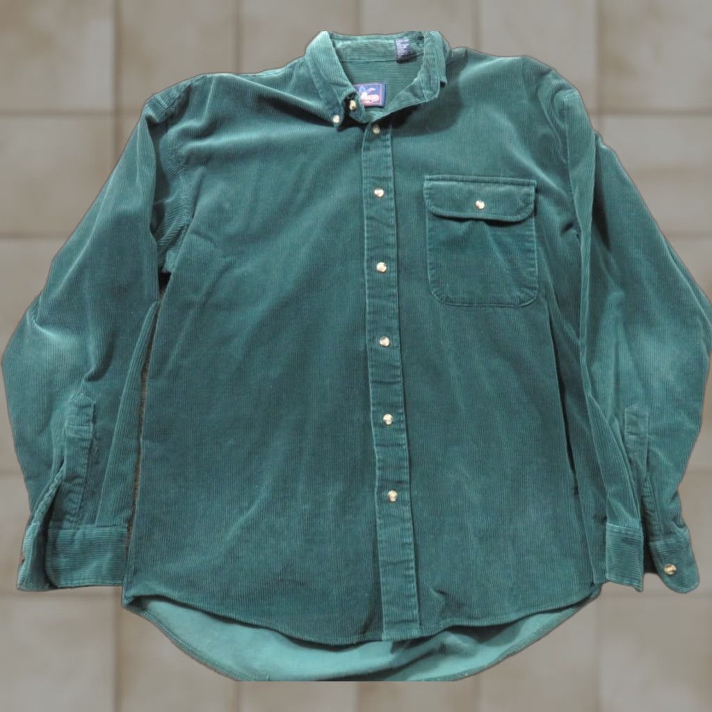 Vintage VINTAGE Back Packer Sportswear Corduroy Shirt Green Cotton Button-Up Medium Men Casual 70s Size US M / EU 48-50 / 2 - 1 Thumbnail