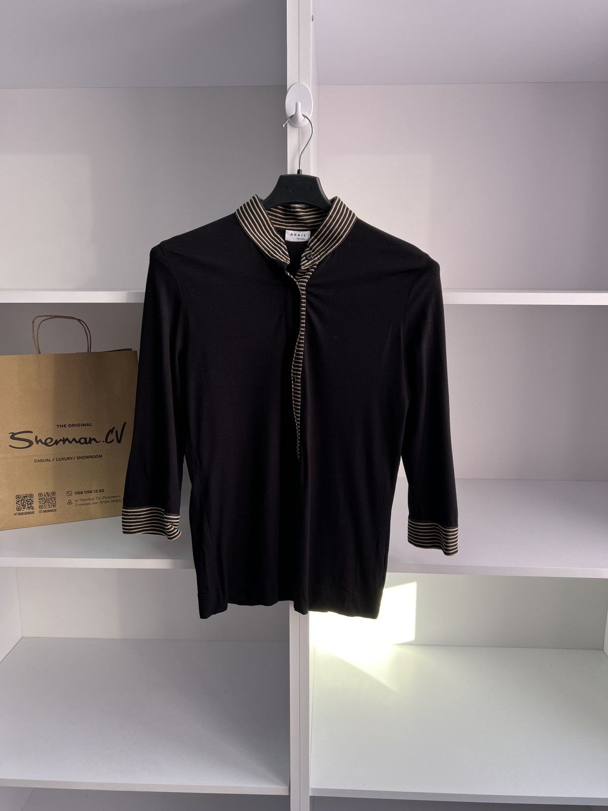 Akris × Designer × Vintage Vintage Akris Women’s Black Designer Blouse Size XL / US 12-14 / IT 48-50 - 1 Thumbnail