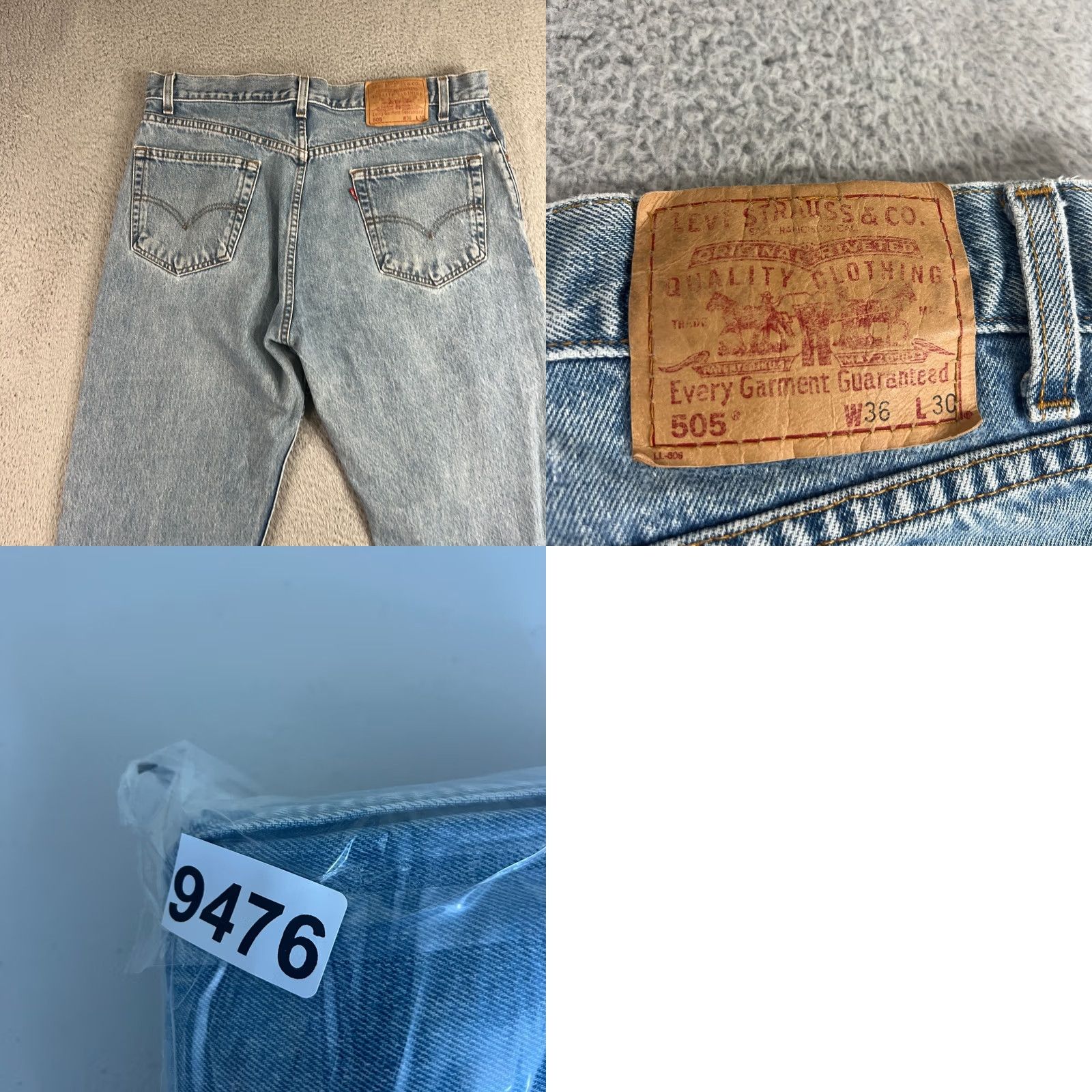 Levi's VINTAGE Levi's 505 Jeans Mens 36x30 Distressed Light Wash Straight Leg Denim Cotton Blue 90s Retro Punk Rock Casual Jeans Mens Size US 36 / EU 52 - 9 Thumbnail