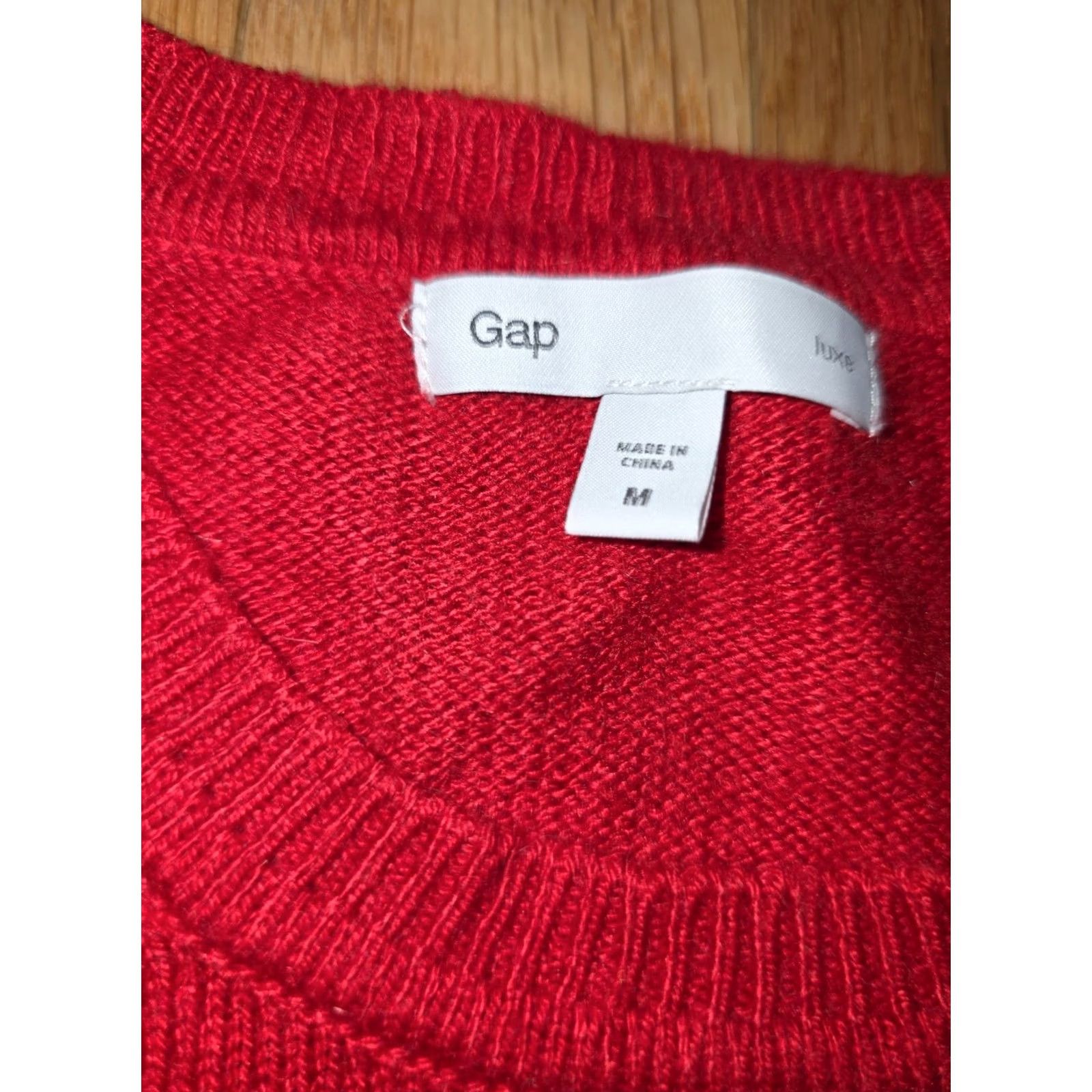 Gap Gap Luxe Pullover Sweater Women's M Red Acrylic Knit Crew Neck Long Sleeve Casual Winter Fall Spring Regular Fit Womens Mens Girls Boys Size M / US 6-8 / IT 42-44 - 5 Thumbnail
