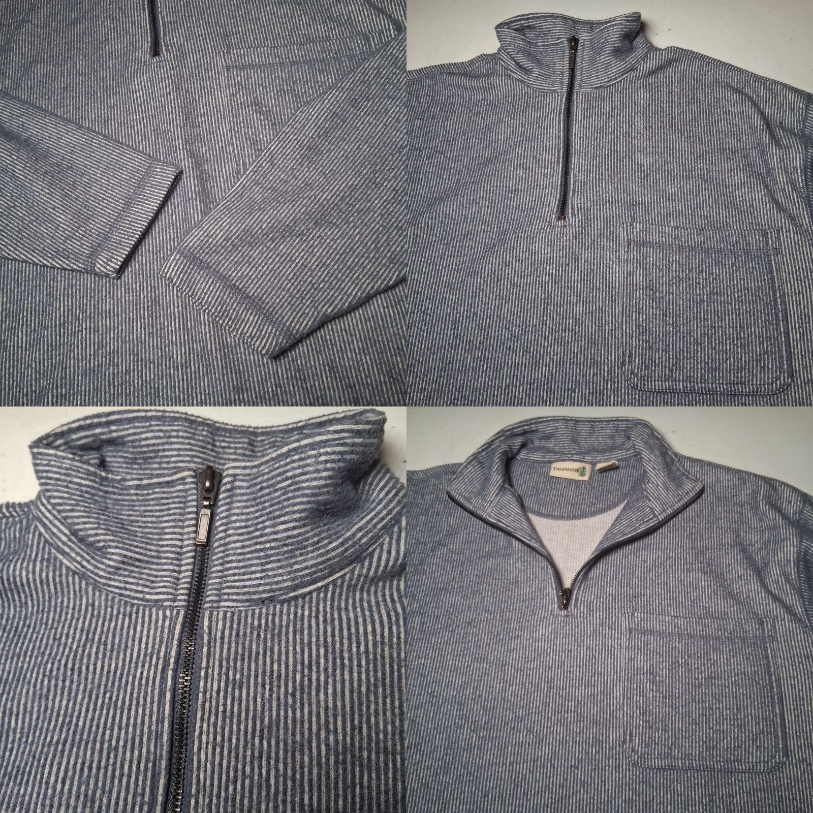 Vintage Vintage Fieldmaster Shirt Men Medium Pullover 1/4 Zip Blue Striped 1990s Regular Size US M / EU 48-50 / 2 - 8 Thumbnail