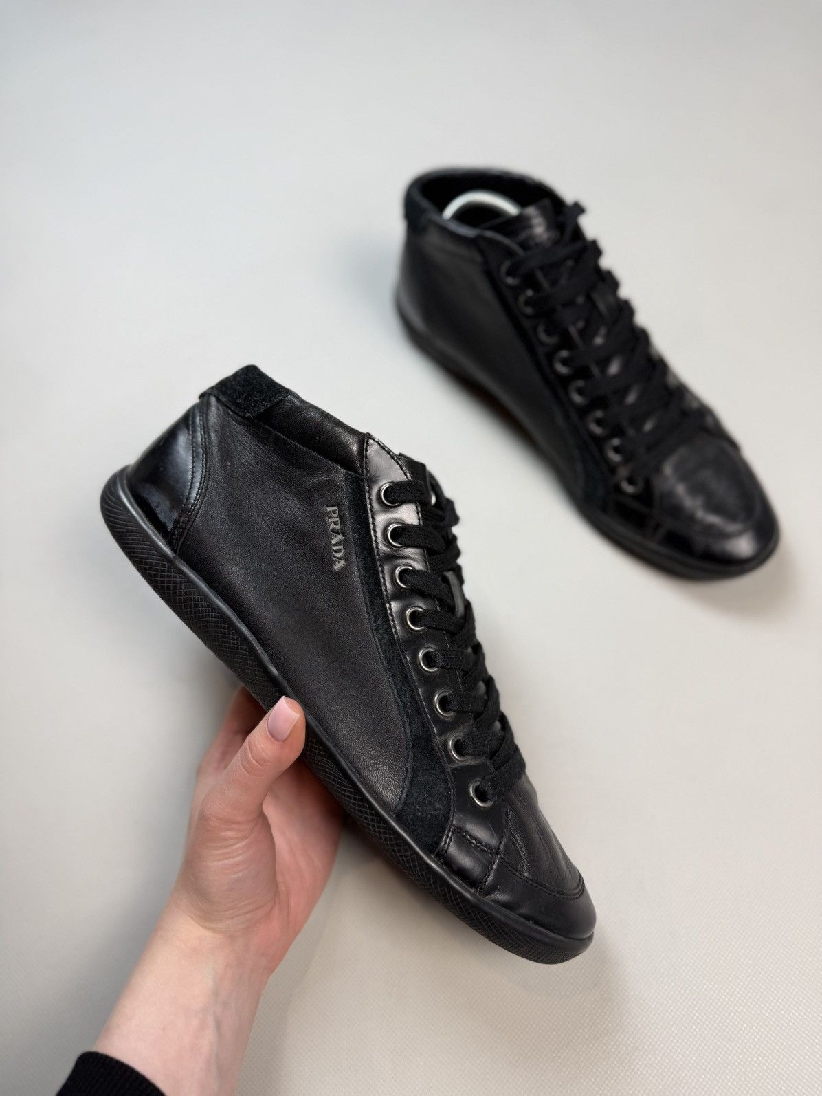 Prada Prada Men’s Leather Casual Mid Lace Up Sneakers Shoes Size US 10 / EU 43 - 1 Thumbnail