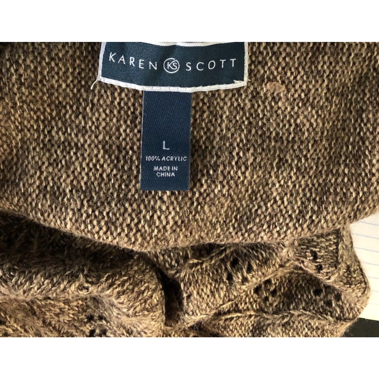 Vintage VINTAGE Karen Scott Cardigan Sweater L Brown Open Front Wide Shawl Collar Grunge Boho Y2K Womens Size L / US 10 / IT 46 - 4 Thumbnail