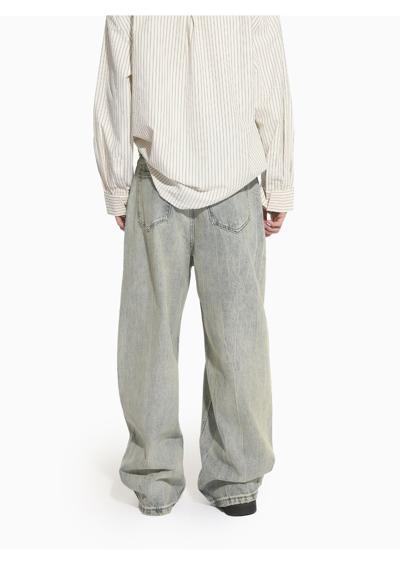 Japanese Brand Men's vintage distressed washed wide-leg Vibe loose jeans Size US 32 / EU 48 - 5 Thumbnail